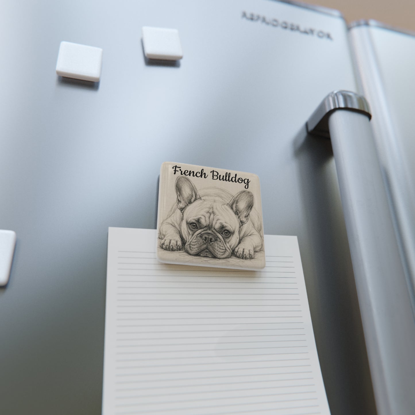 French Bulldog Porcelain Magnet — Square Dog Art Refrigerator Magnet