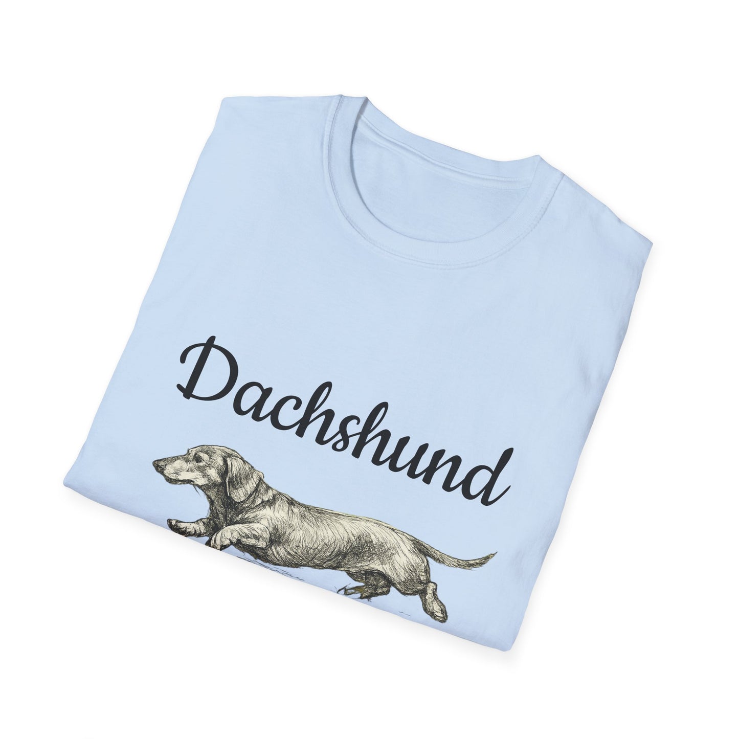 Dachshund Vintage Illustration T-Shirt — Rescue Paw Print Back Tribute