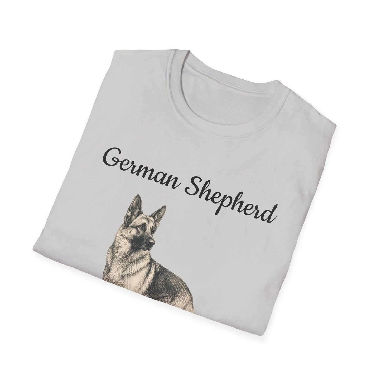 German Shepherd T-Shirt — Realistic Portrait & Breed Story Tee