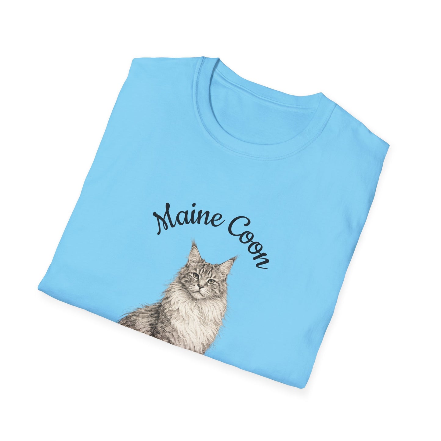 Maine Coon Cat T-Shirt – Detailed Illustration & Paw Print Back Design