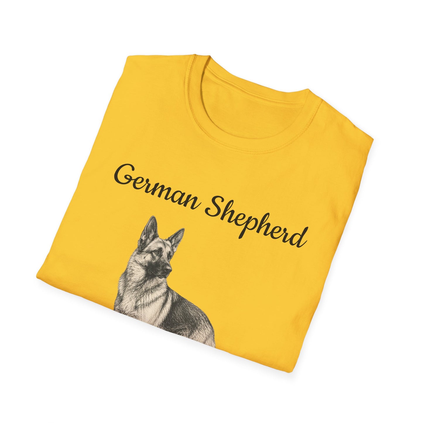 German Shepherd T-Shirt — Realistic Portrait & Breed Story Tee