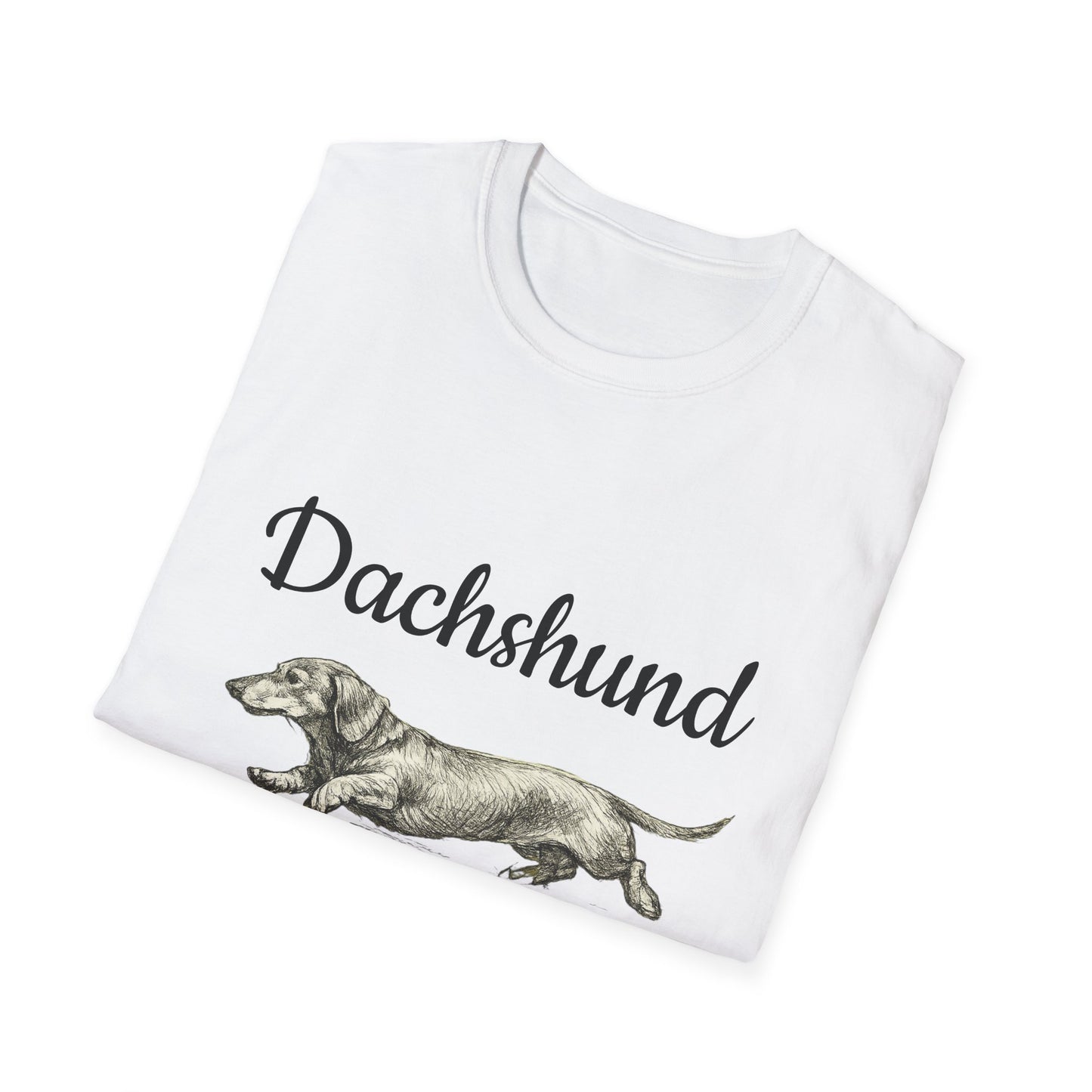 Dachshund Vintage Illustration T-Shirt — Rescue Paw Print Back Tribute