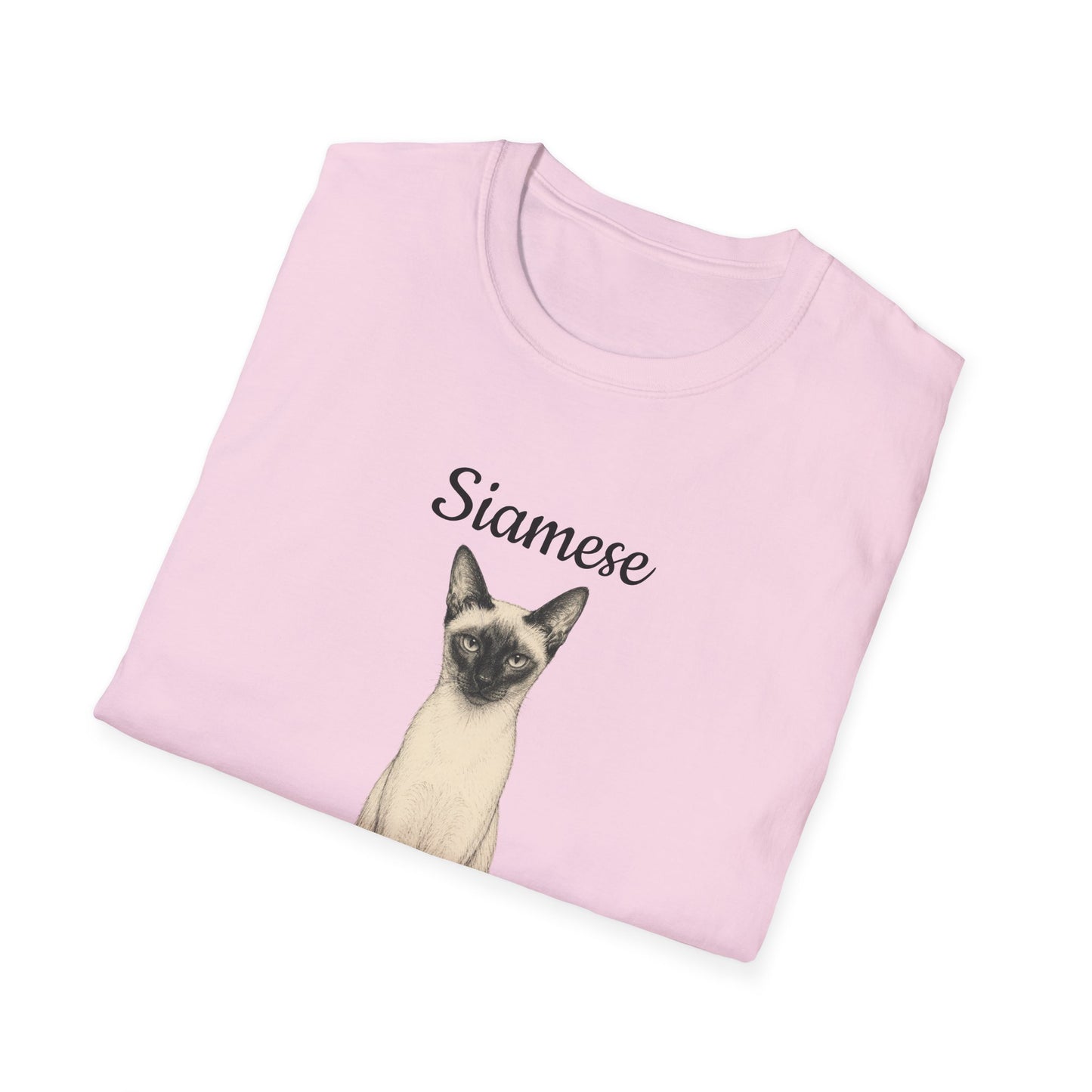 Siamese Cat T-Shirt — Illustrated Siamese Portrait Tee with Paw Print Back Design