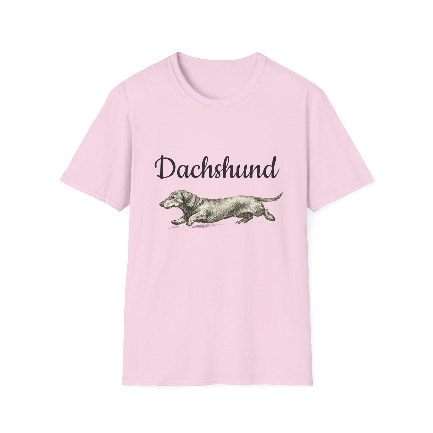 Dachshund Vintage Illustration T-Shirt — Rescue Paw Print Back Tribute