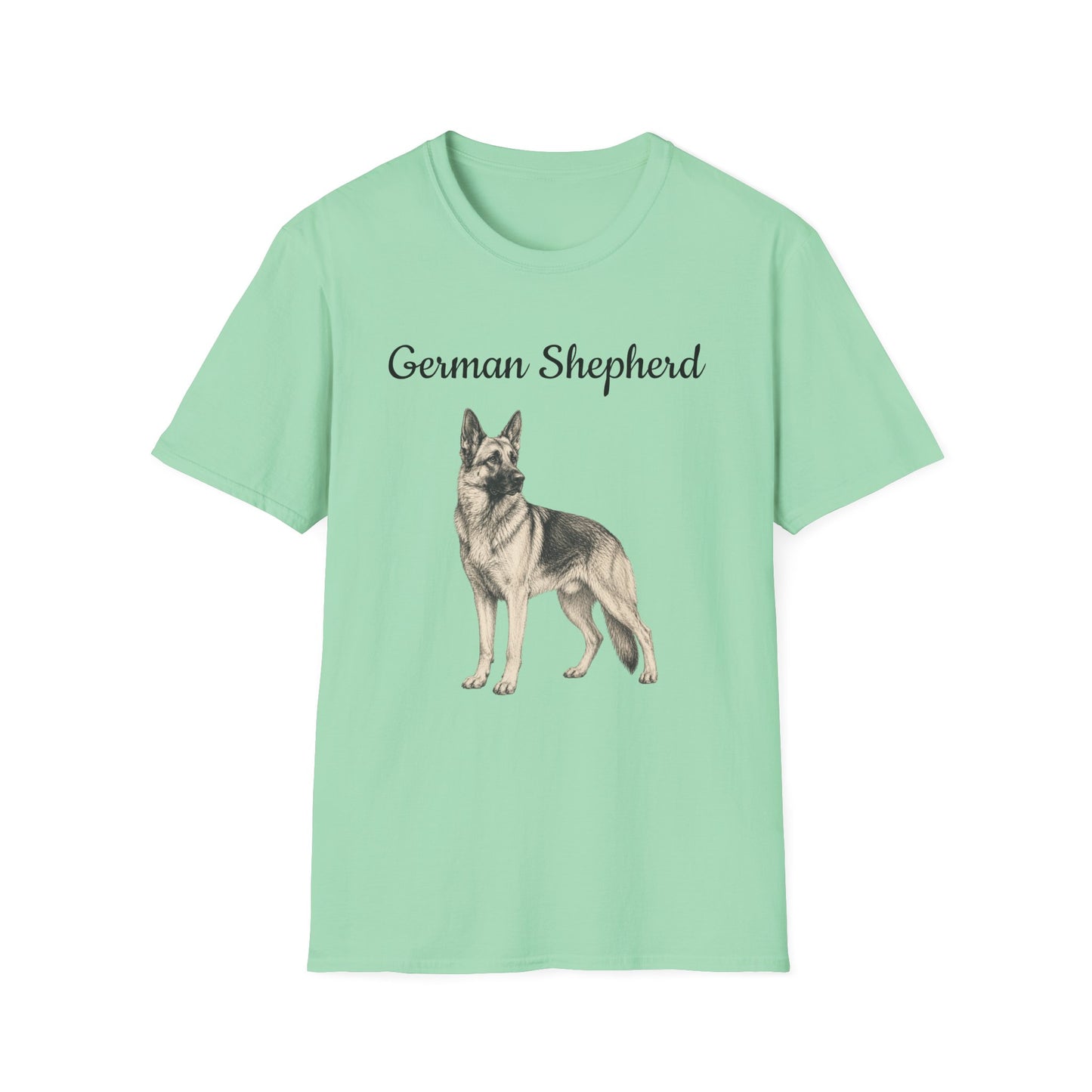 German Shepherd T-Shirt — Realistic Portrait & Breed Story Tee