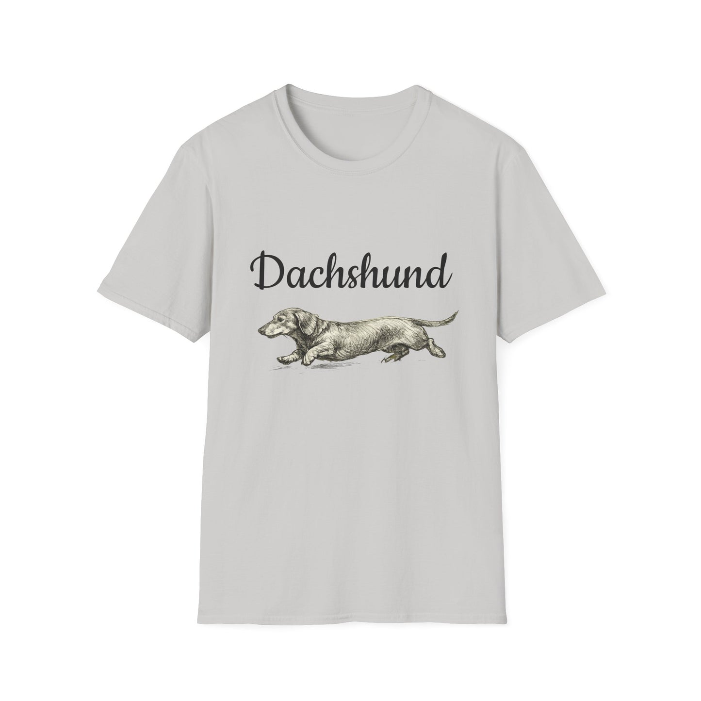 Dachshund Vintage Illustration T-Shirt — Rescue Paw Print Back Tribute