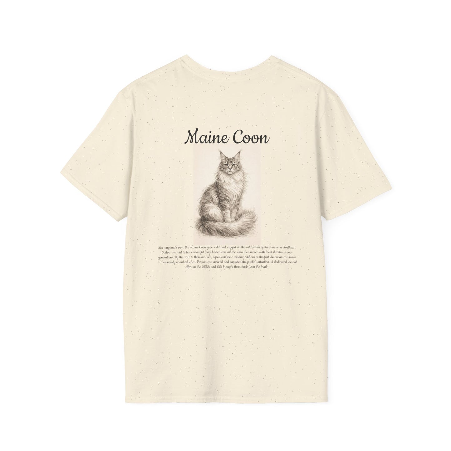 Maine Coon Cat T-Shirt — Vintage Sketch Paw Print Tee