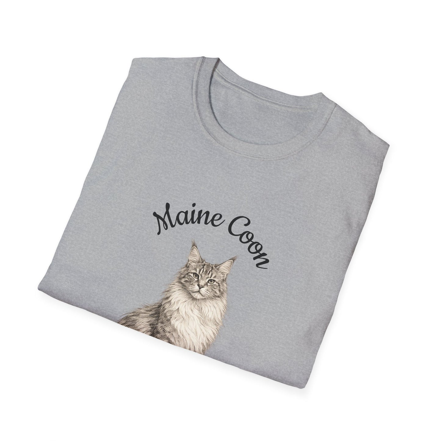 Maine Coon Cat T-Shirt – Detailed Illustration & Paw Print Back Design