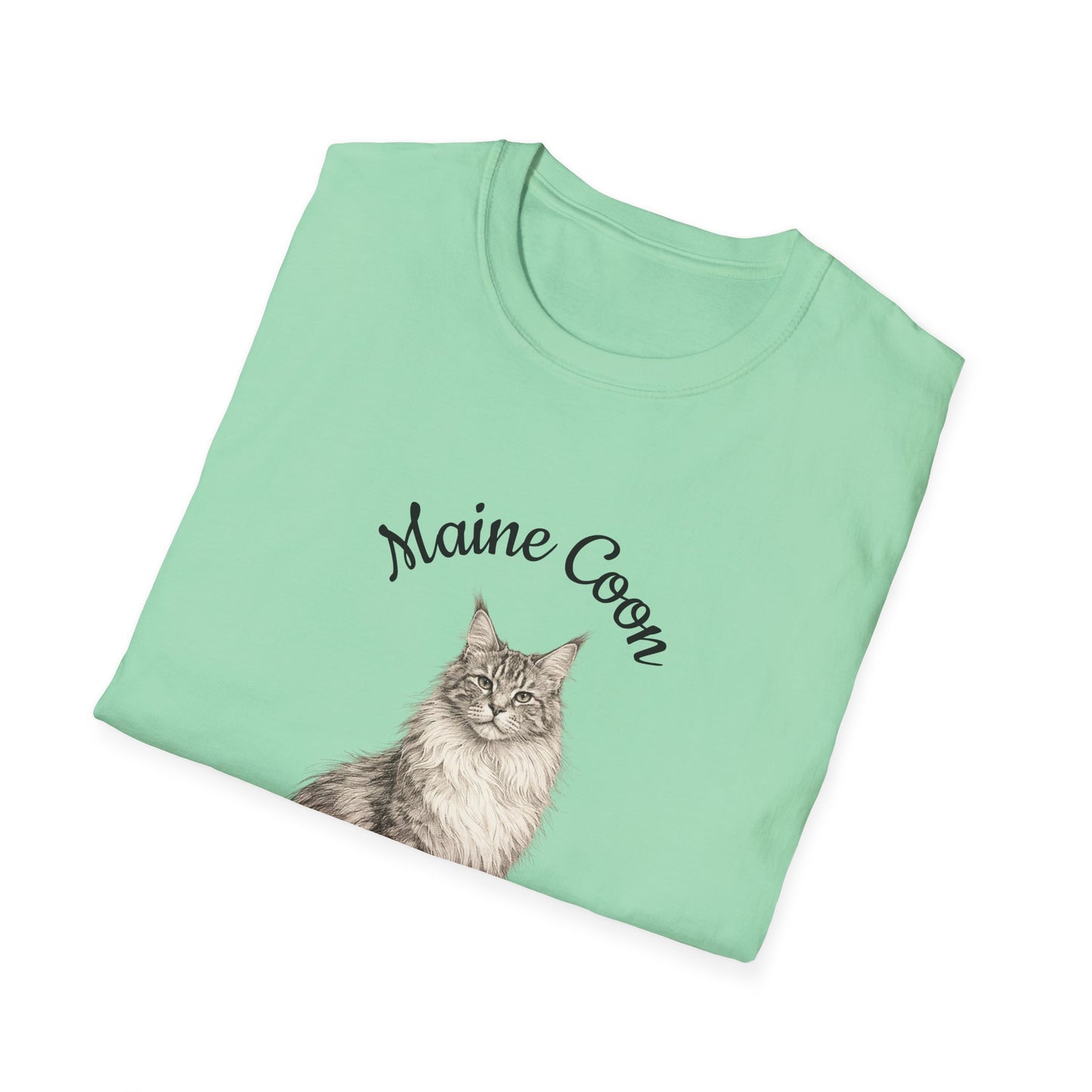 Maine Coon Cat T-Shirt – Detailed Illustration & Paw Print Back Design