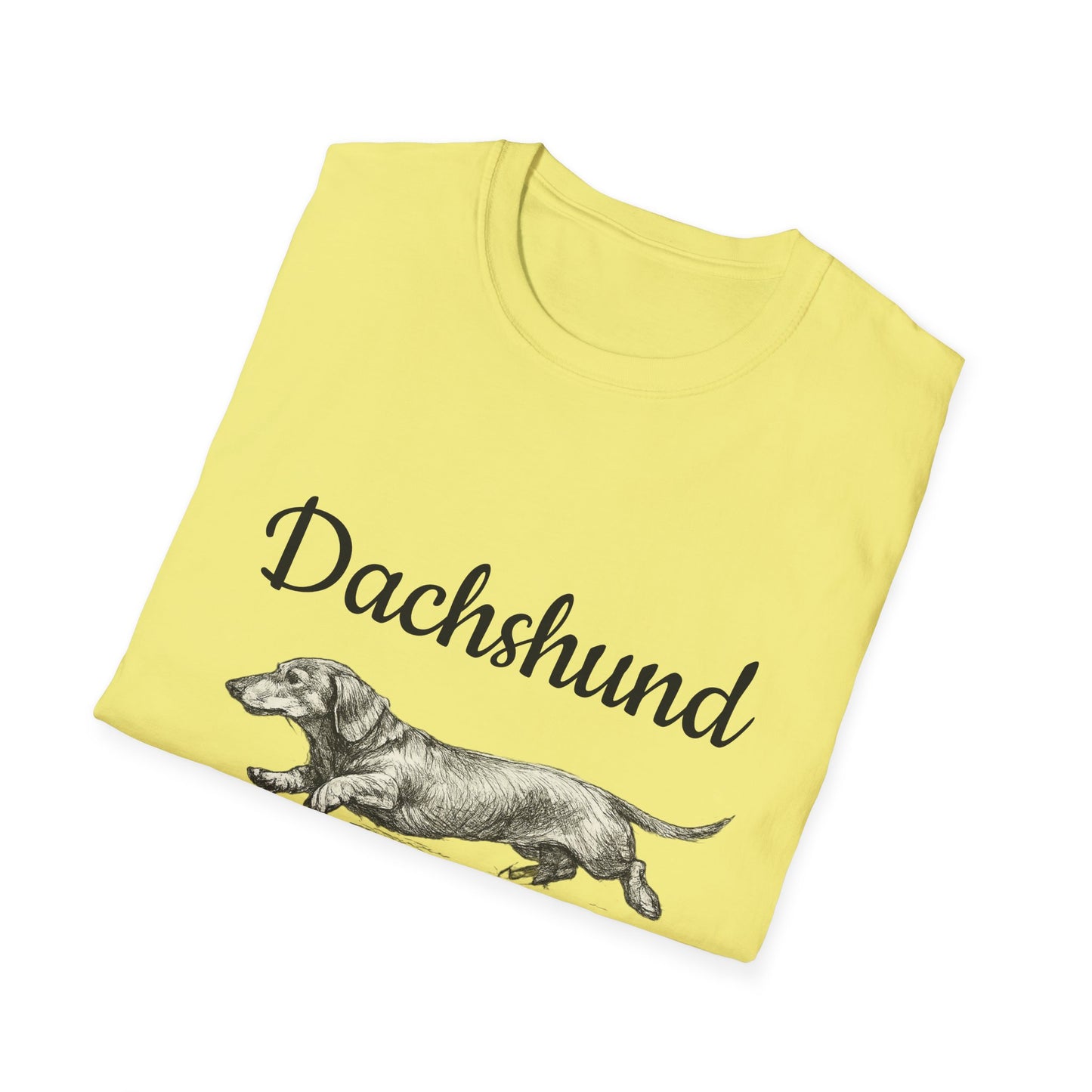 Dachshund Vintage Illustration T-Shirt — Rescue Paw Print Back Tribute