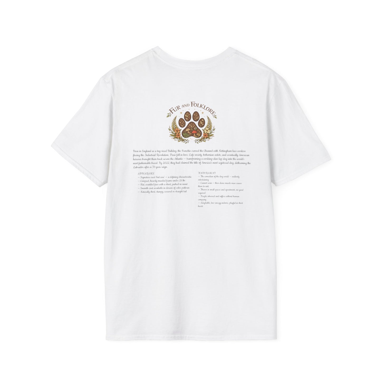 French Bulldog T-Shirt — Vintage Illustration Paw Print Tee
