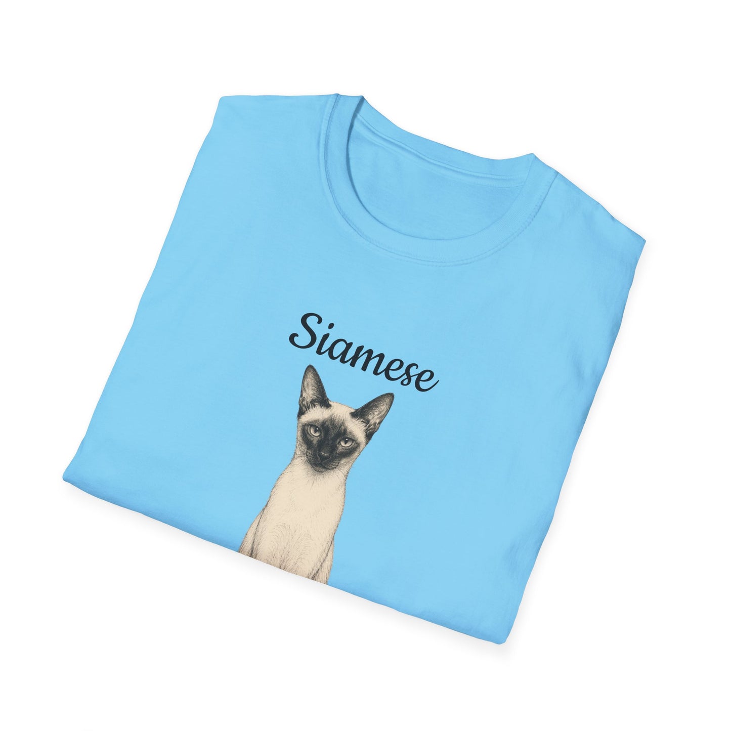 Siamese Cat T-Shirt — Illustrated Siamese Portrait Tee with Paw Print Back Design