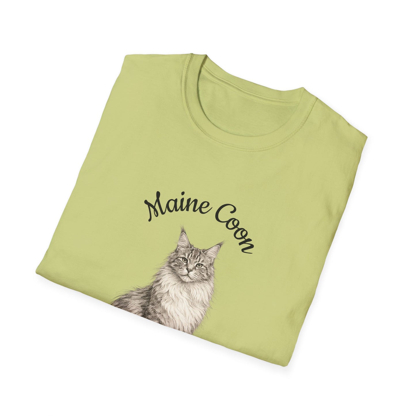Maine Coon Cat T-Shirt – Detailed Illustration & Paw Print Back Design