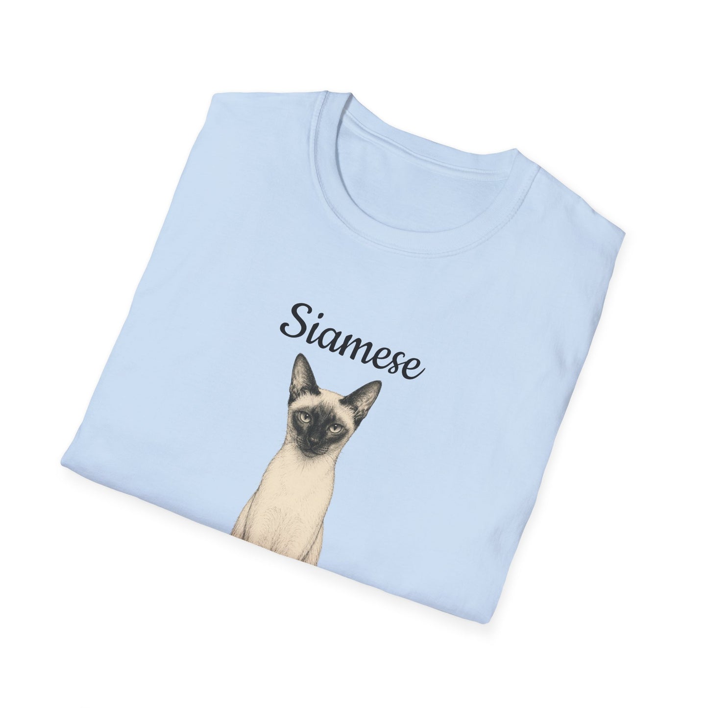 Siamese Cat T-Shirt — Illustrated Siamese Portrait Tee with Paw Print Back Design