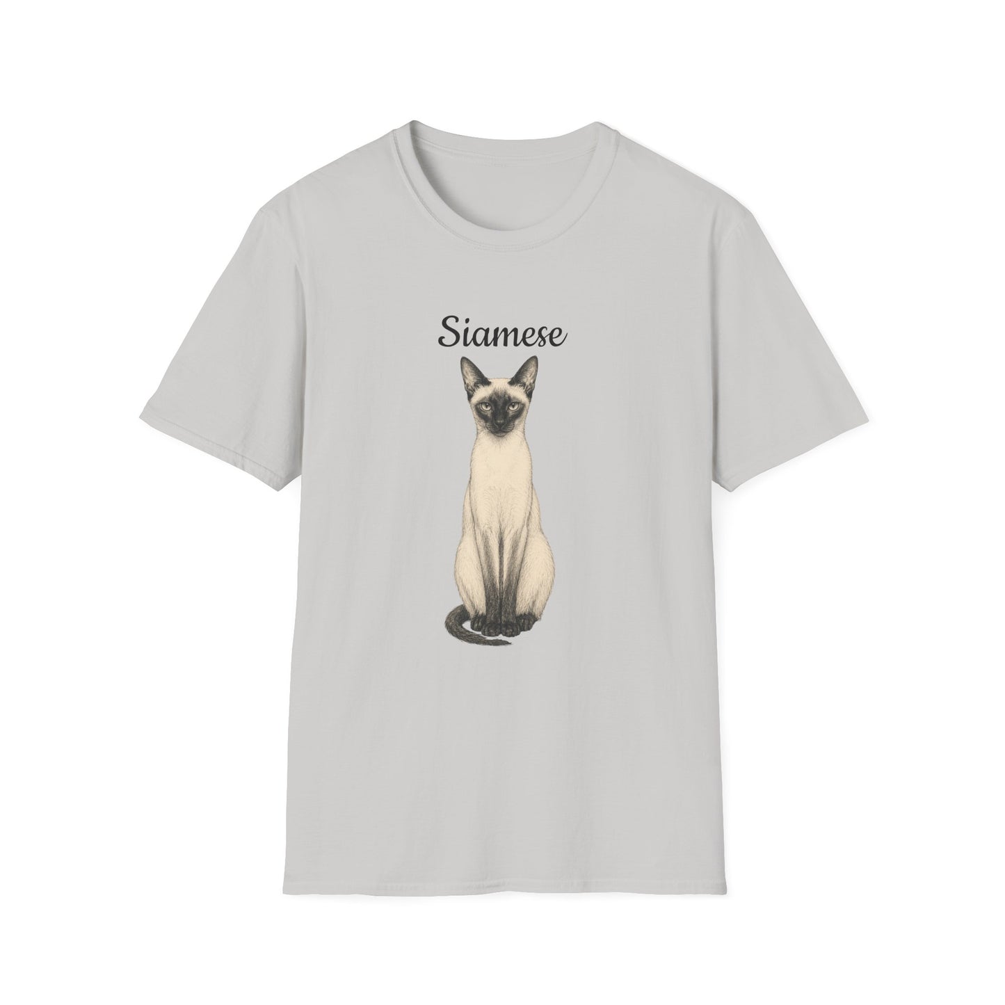 Siamese Cat T-Shirt — Illustrated Siamese Portrait Tee with Paw Print Back Design