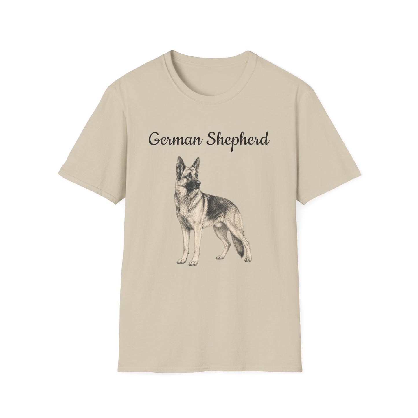 German Shepherd T-Shirt — Realistic Portrait & Breed Story Tee