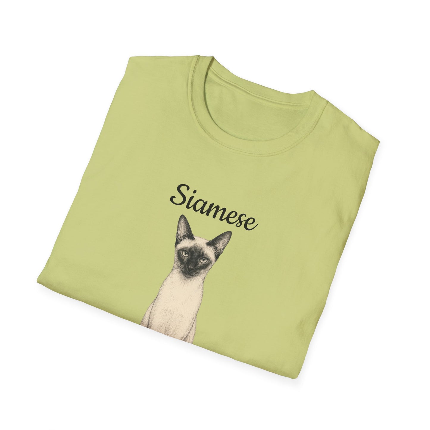 Siamese Cat T-Shirt — Illustrated Siamese Portrait Tee with Paw Print Back Design
