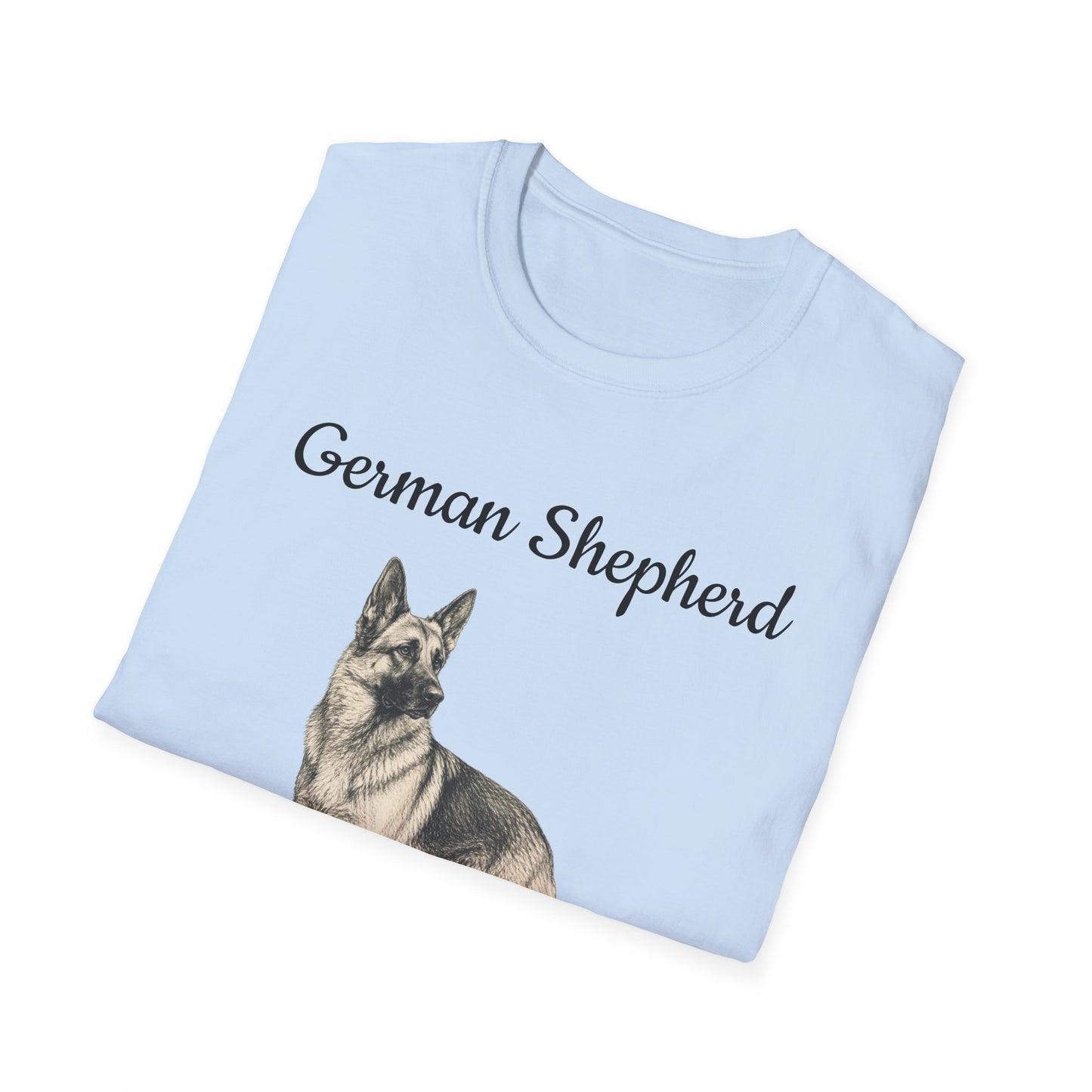German Shepherd T-Shirt — Realistic Portrait & Breed Story Tee