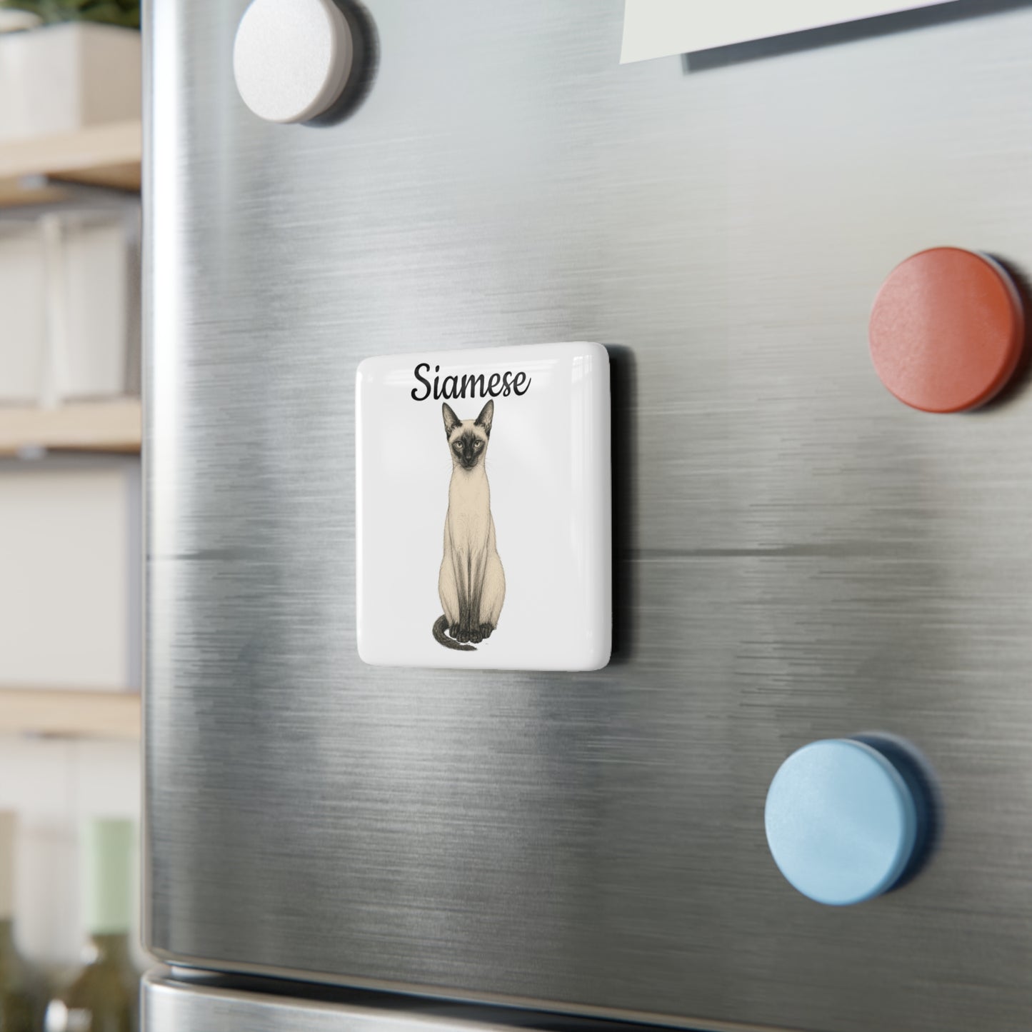 Siamese Cat Porcelain Magnet — Square Cute Cat Fridge Magnet