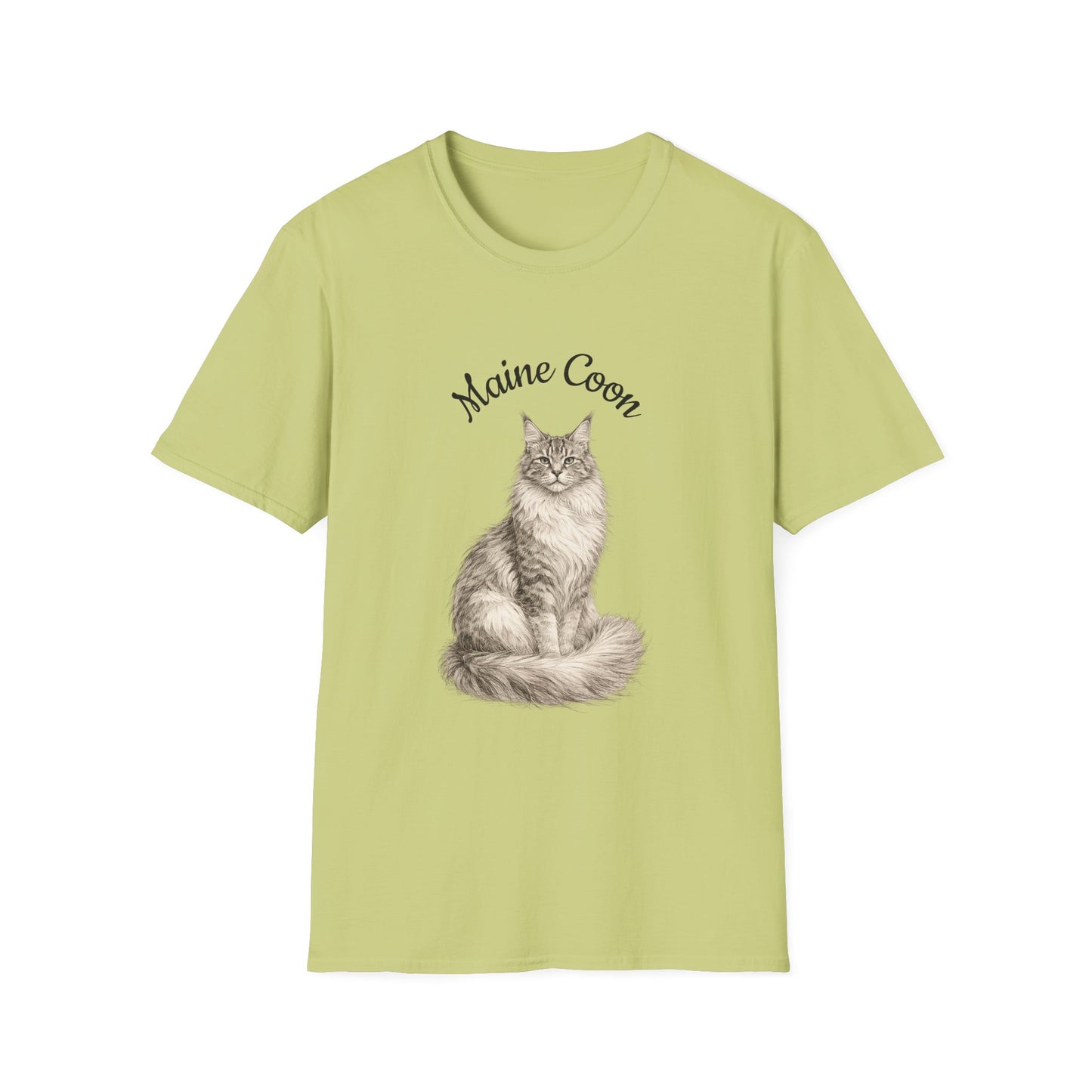 Maine Coon Cat T-Shirt – Detailed Illustration & Paw Print Back Design