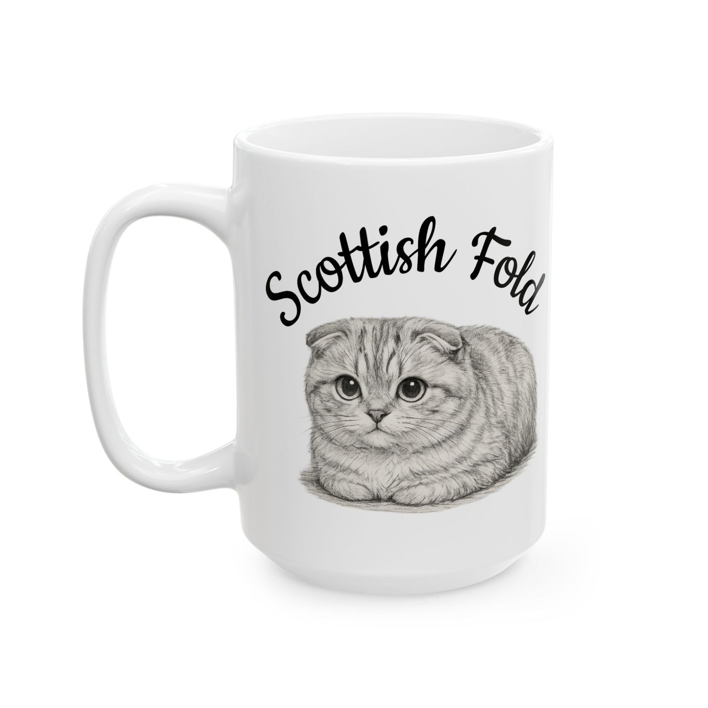 Scottish Fold Cat Ceramic Mug — Cute Cat Breed Illustration & Description (11oz, 15oz)