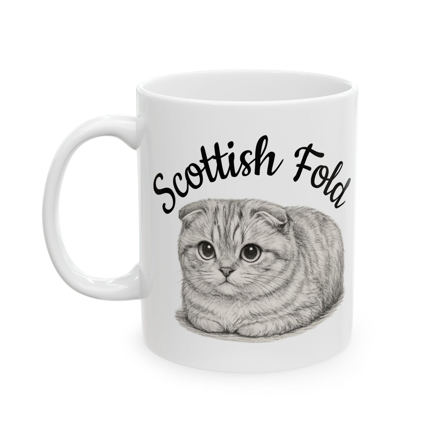Scottish Fold Cat Ceramic Mug — Cute Cat Breed Illustration & Description (11oz, 15oz)