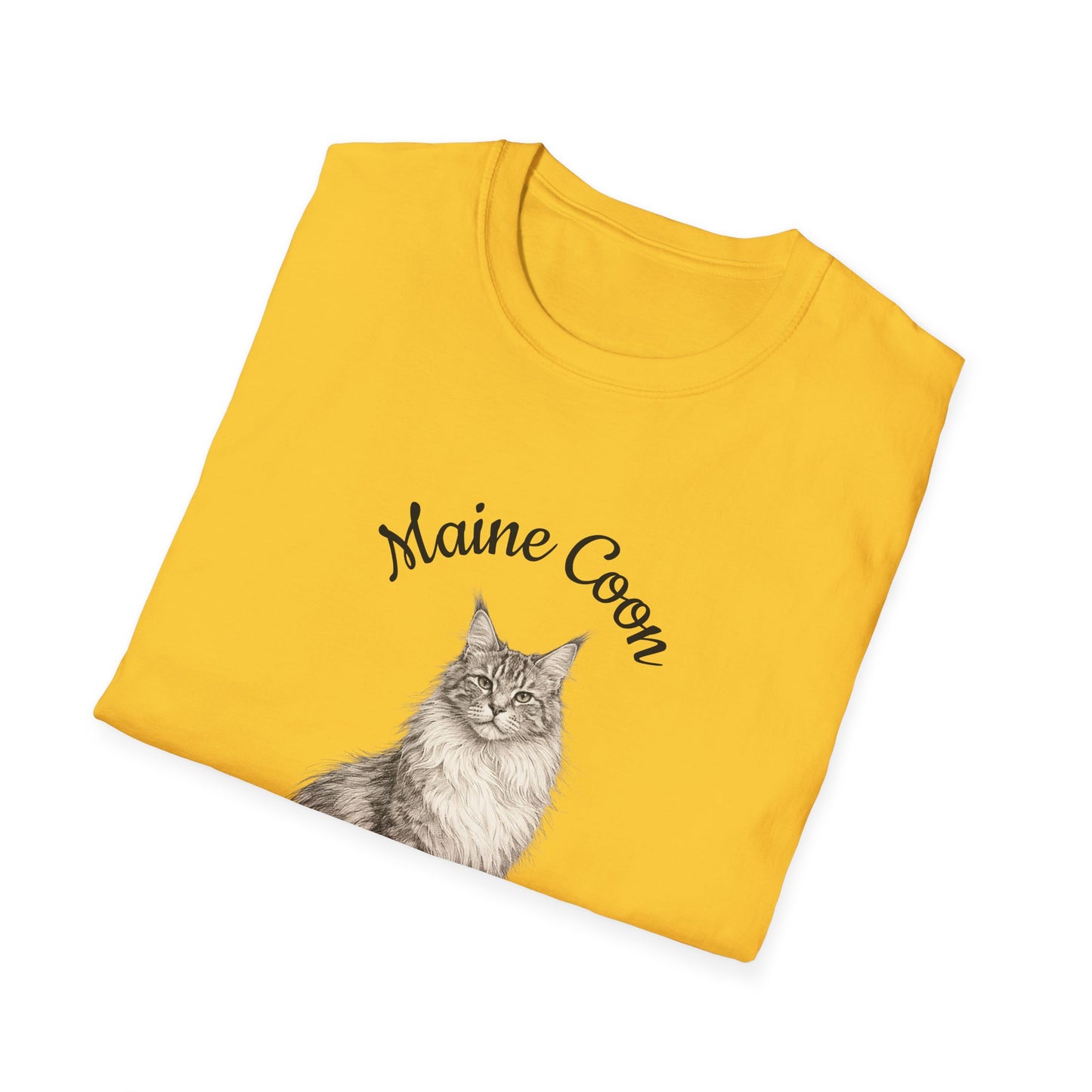 Maine Coon Cat T-Shirt – Detailed Illustration & Paw Print Back Design