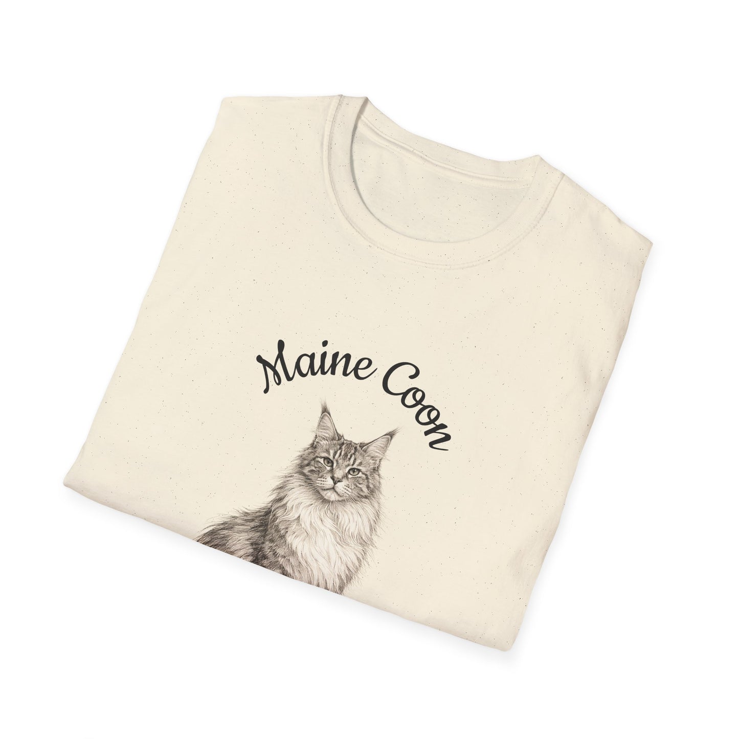 Maine Coon Cat T-Shirt – Detailed Illustration & Paw Print Back Design