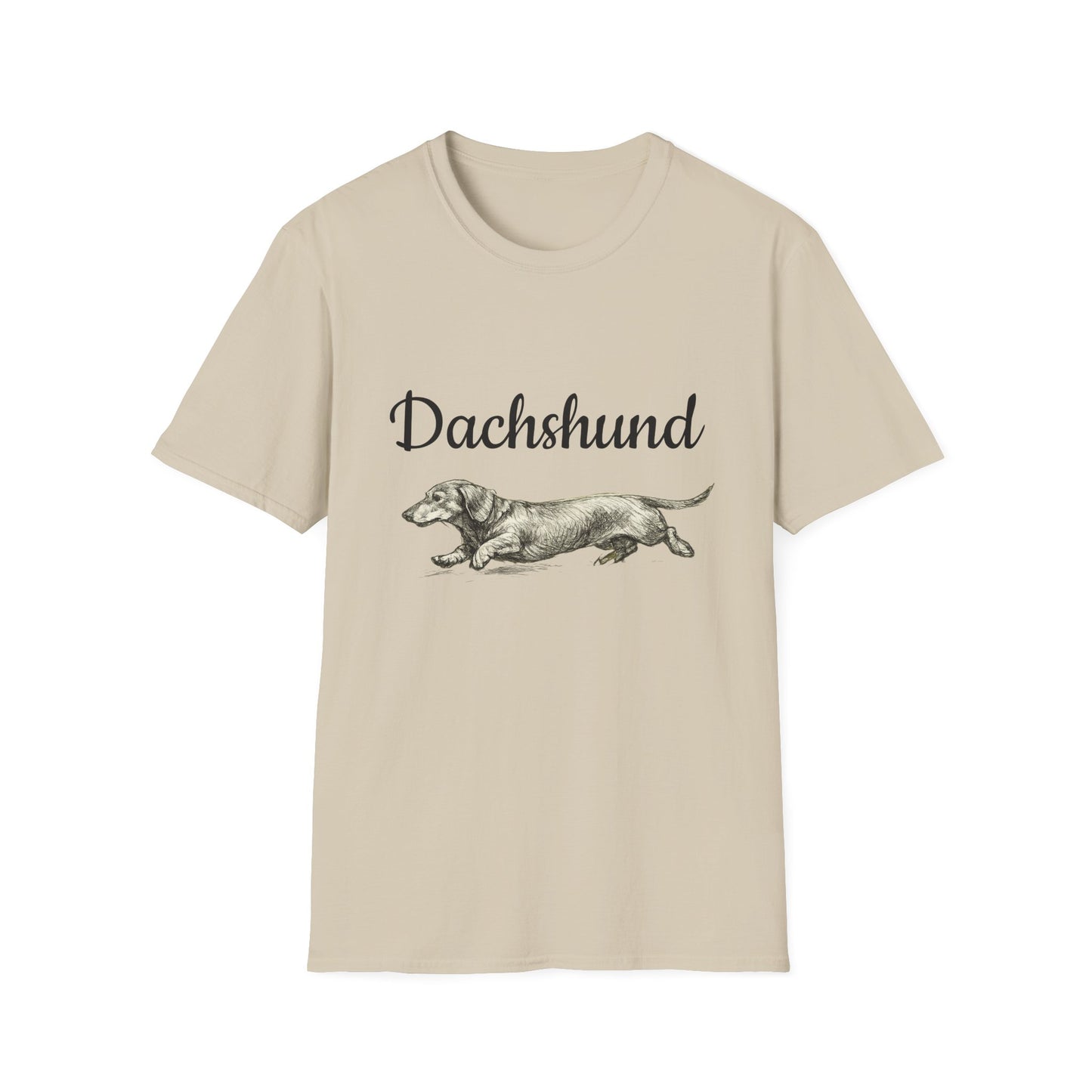 Dachshund Vintage Illustration T-Shirt — Rescue Paw Print Back Tribute