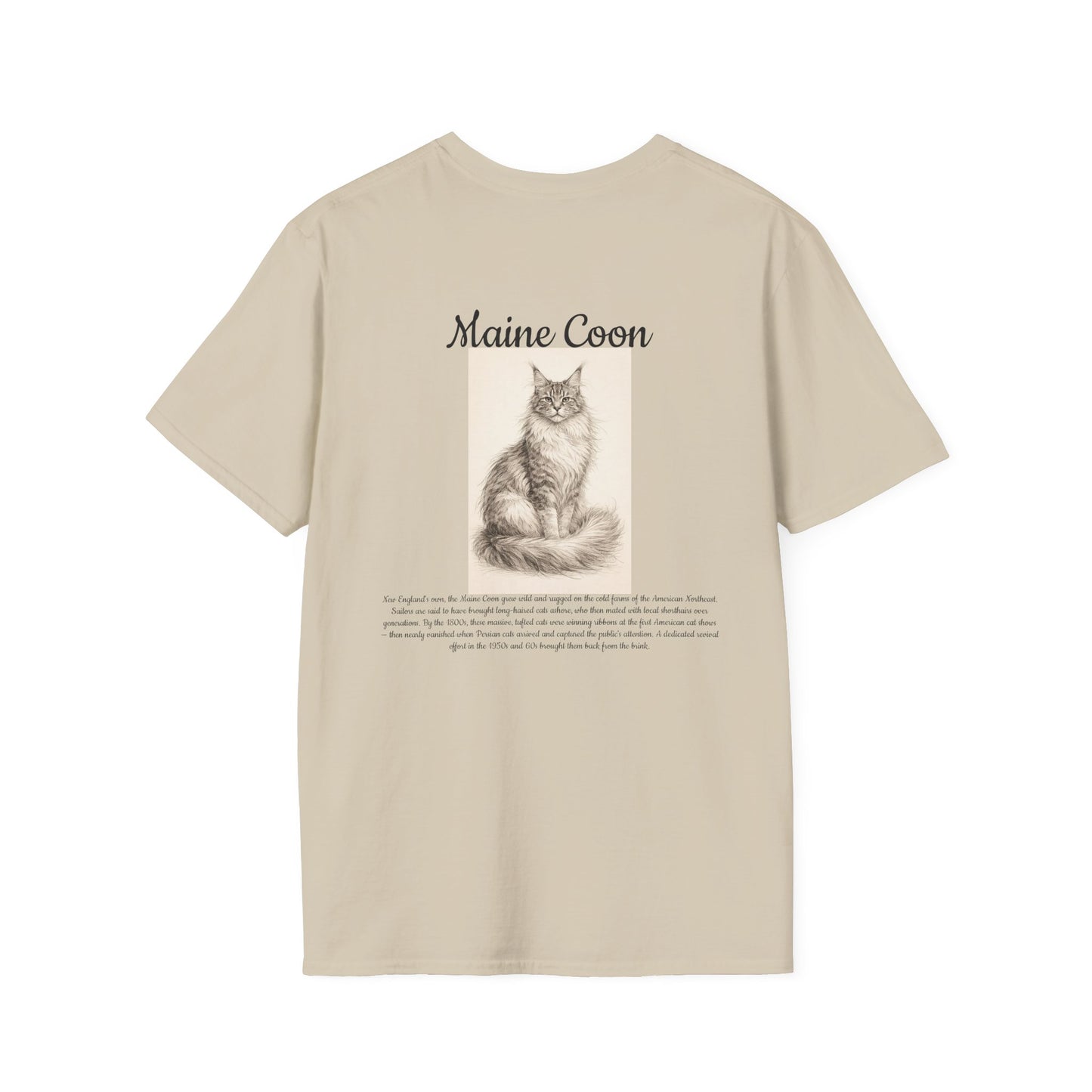 Maine Coon Cat T-Shirt — Vintage Sketch Paw Print Tee