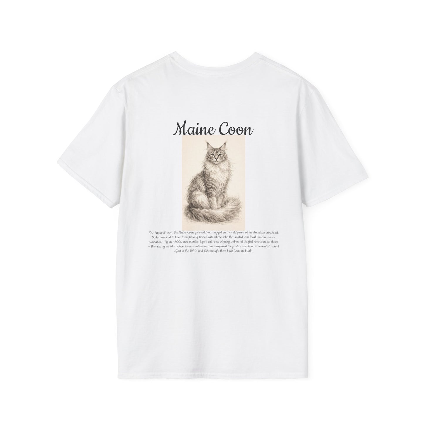 Maine Coon Cat T-Shirt — Vintage Sketch Paw Print Tee