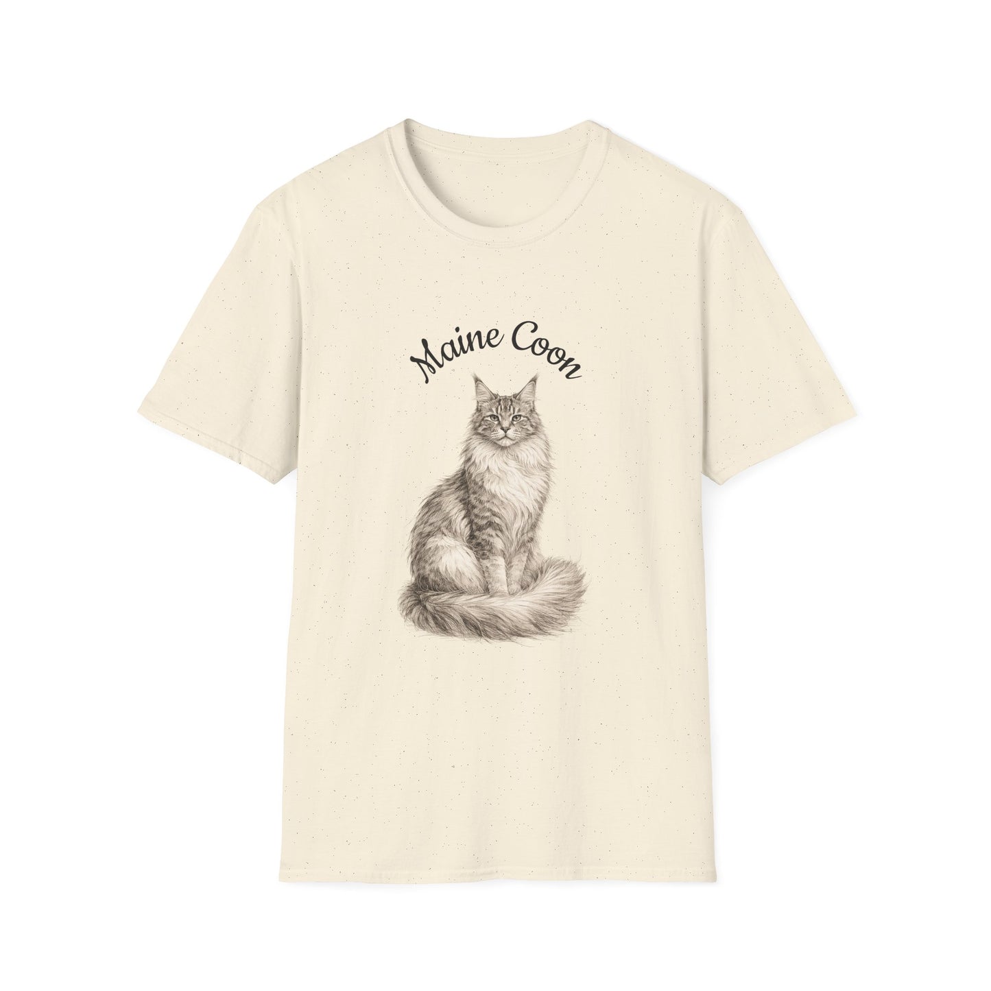 Maine Coon Cat T-Shirt – Detailed Illustration & Paw Print Back Design