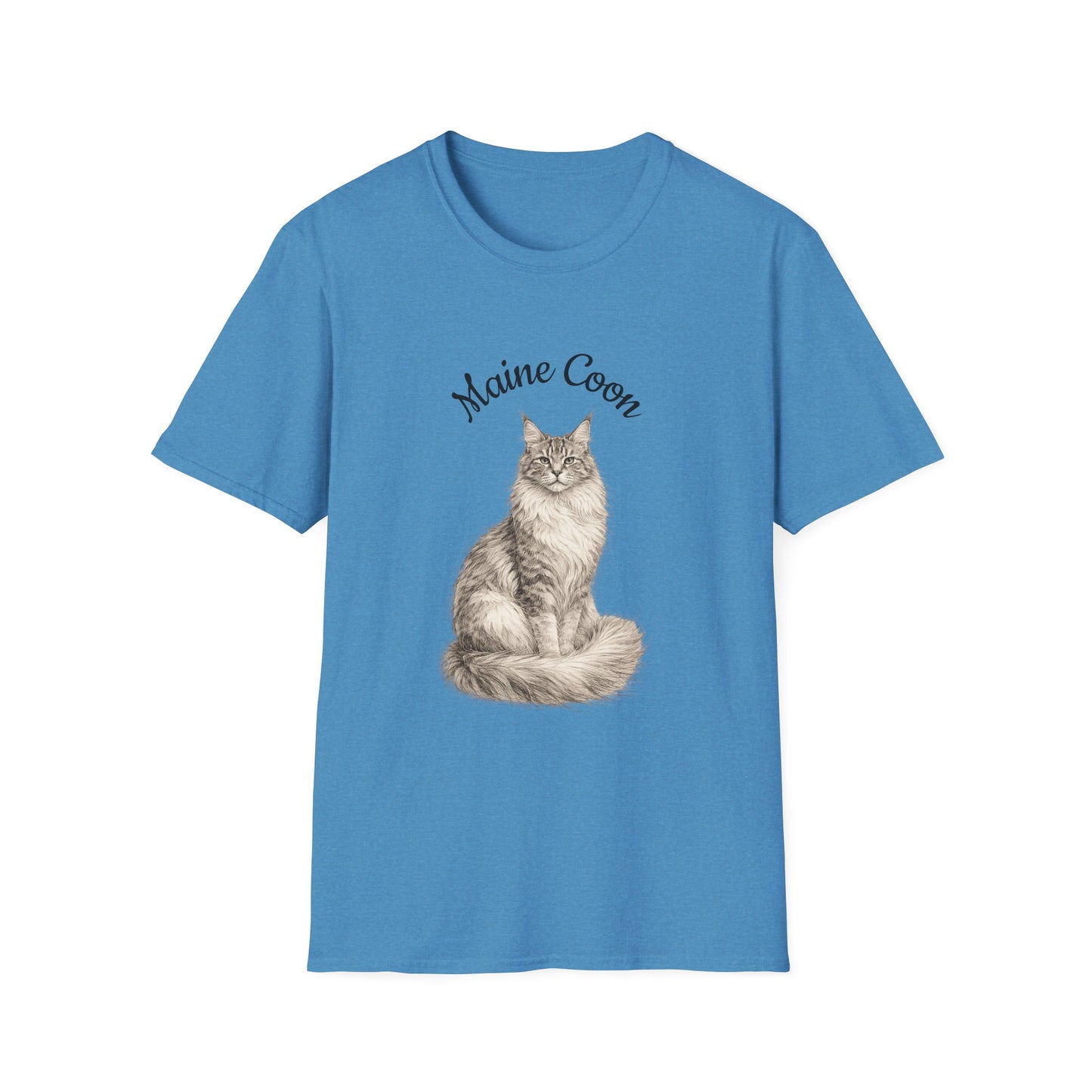 Maine Coon Cat T-Shirt – Detailed Illustration & Paw Print Back Design