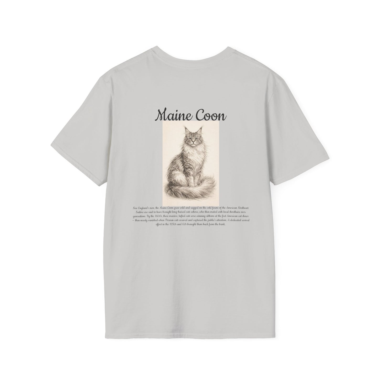 Maine Coon Cat T-Shirt — Vintage Sketch Paw Print Tee