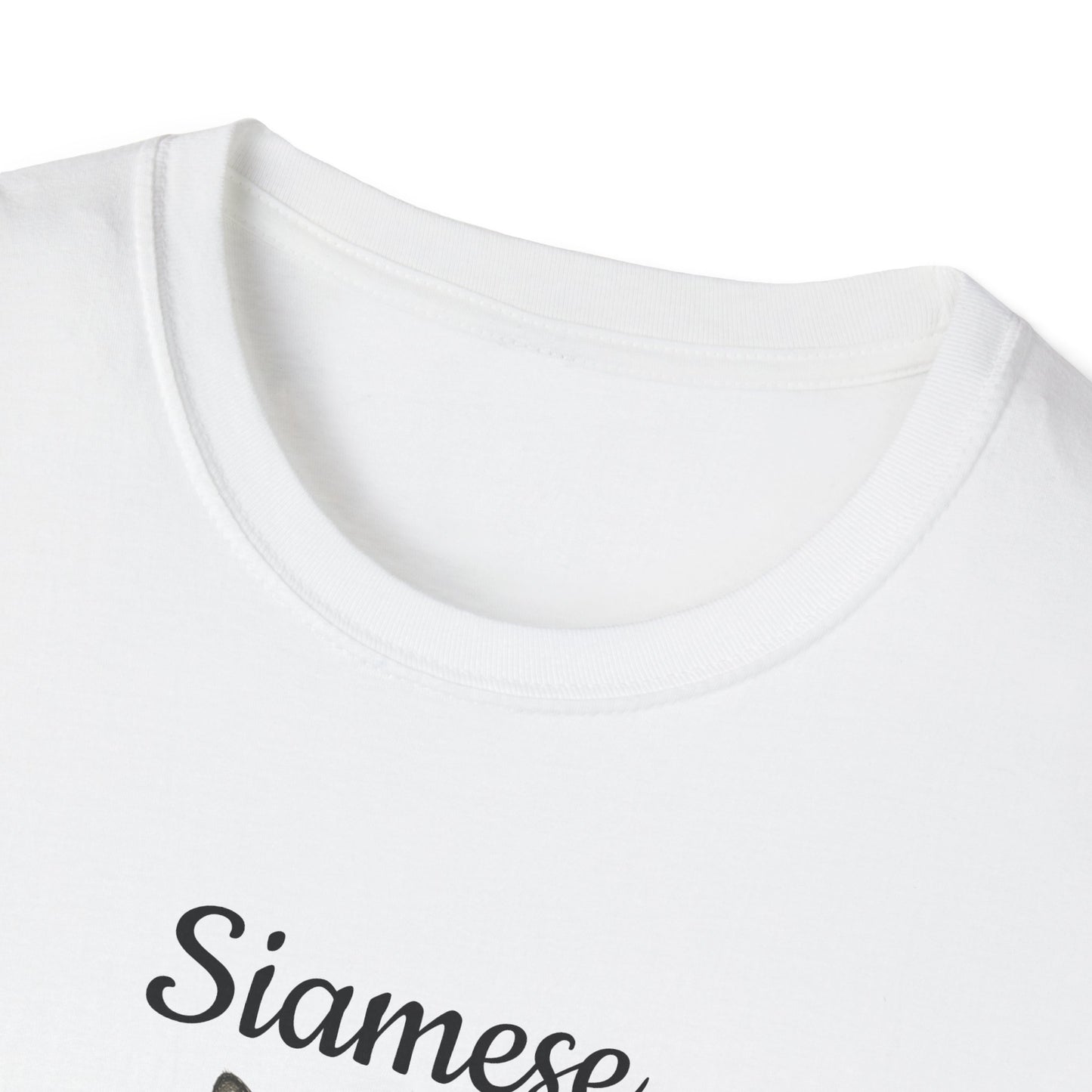 Siamese Cat T-Shirt — Illustrated Siamese Portrait Tee with Paw Print Back Design