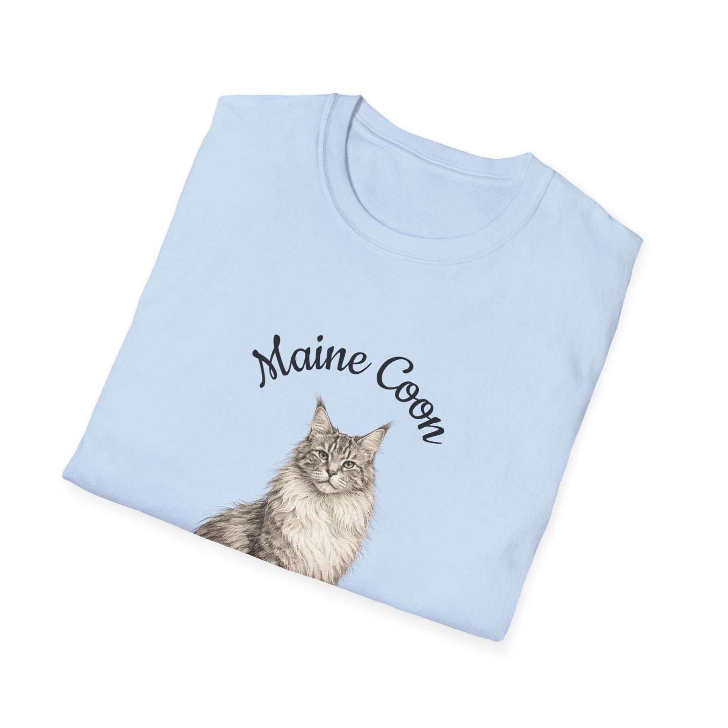 Maine Coon Cat T-Shirt – Detailed Illustration & Paw Print Back Design