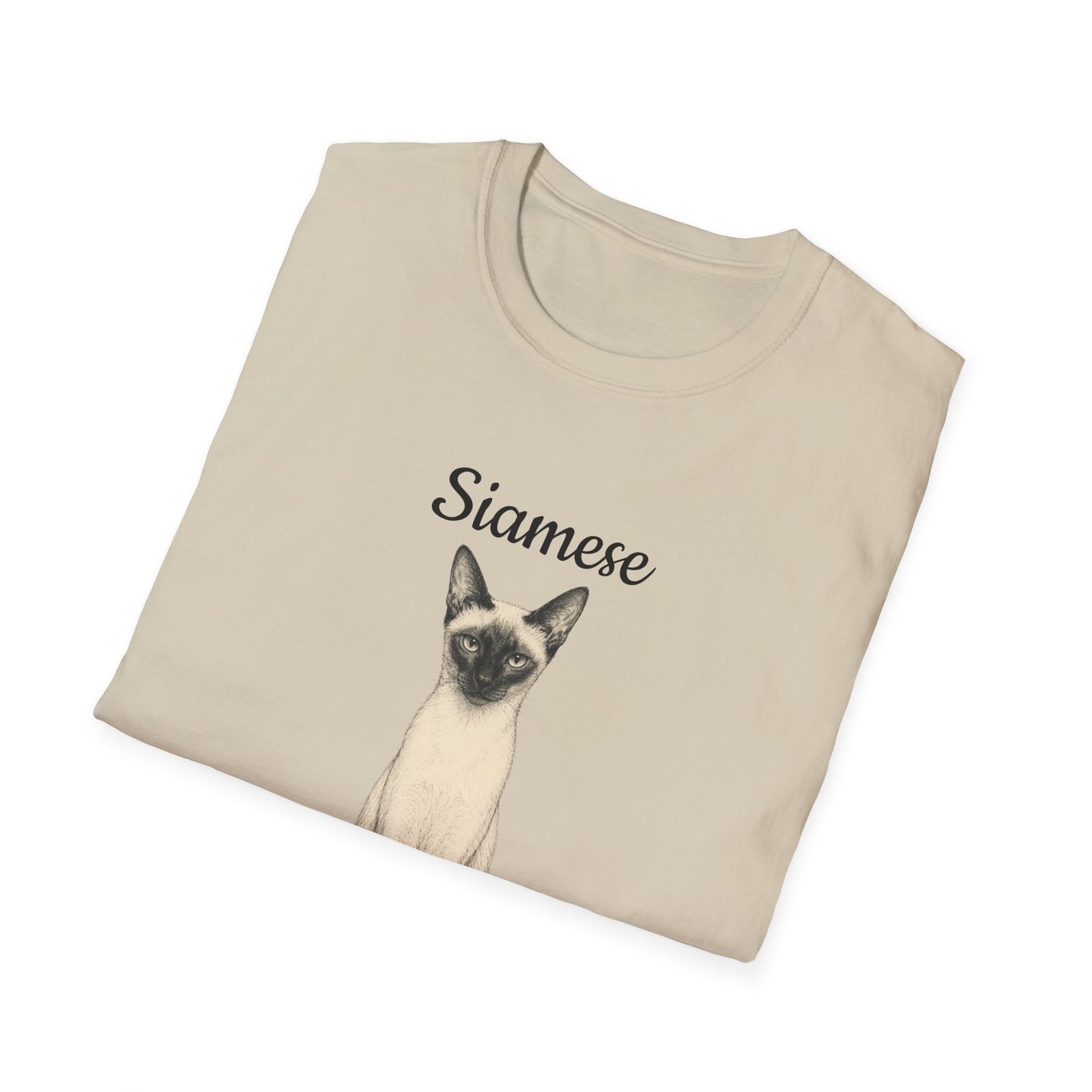 Siamese Cat T-Shirt — Illustrated Siamese Portrait Tee with Paw Print Back Design