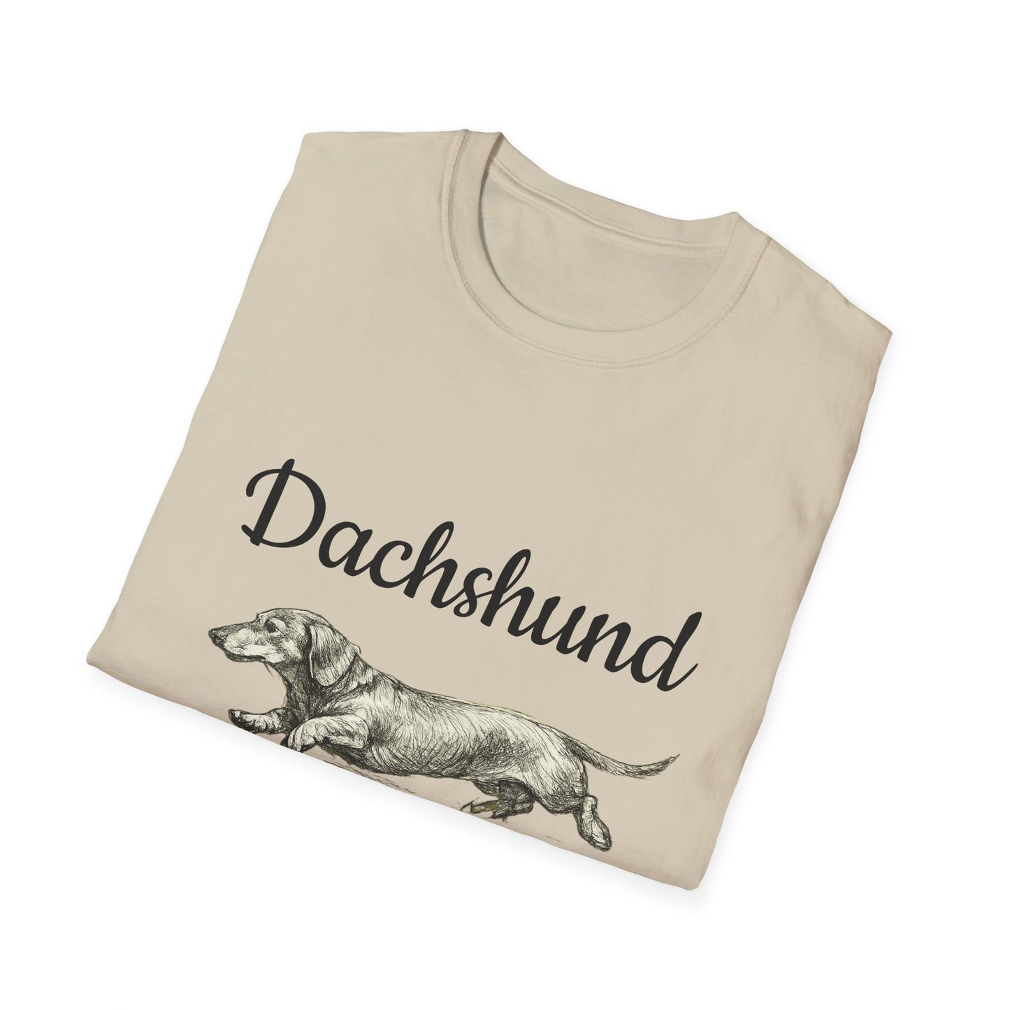 Dachshund Vintage Illustration T-Shirt — Rescue Paw Print Back Tribute
