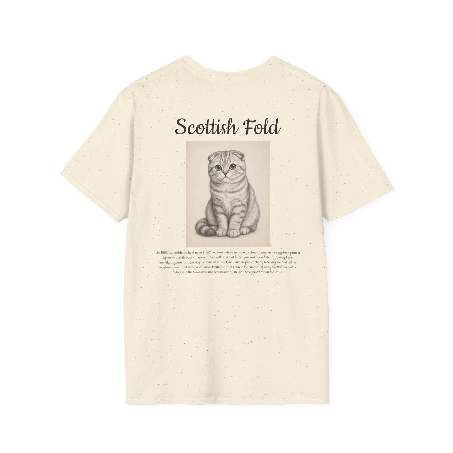 Scottish Fold Cat T-Shirt — Illustrated Breed Portrait Tee
