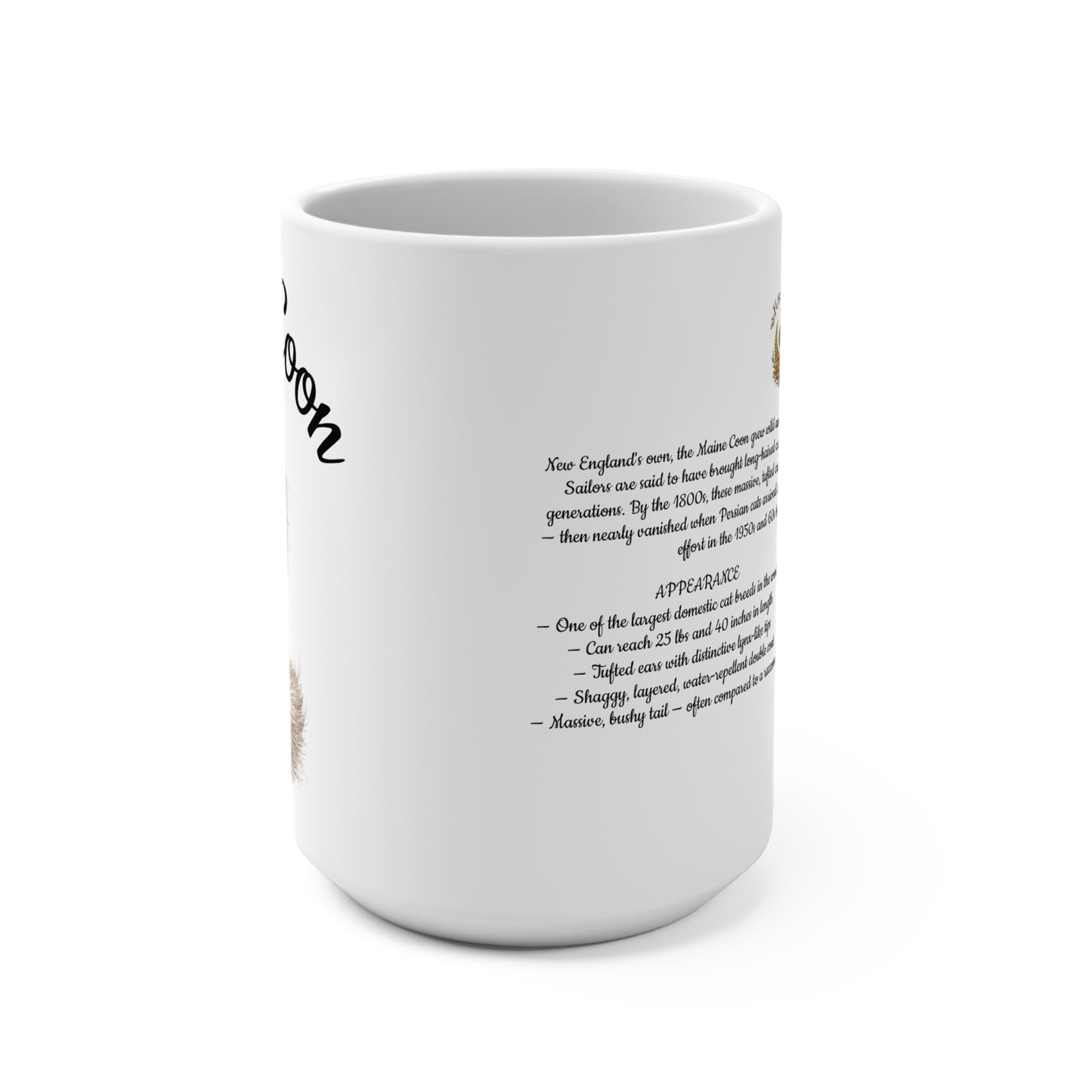 Maine Coon 15oz Ceramic Mug — 'Fur and Folklore' Paw Print Design, Pet Lover Coffee Cup