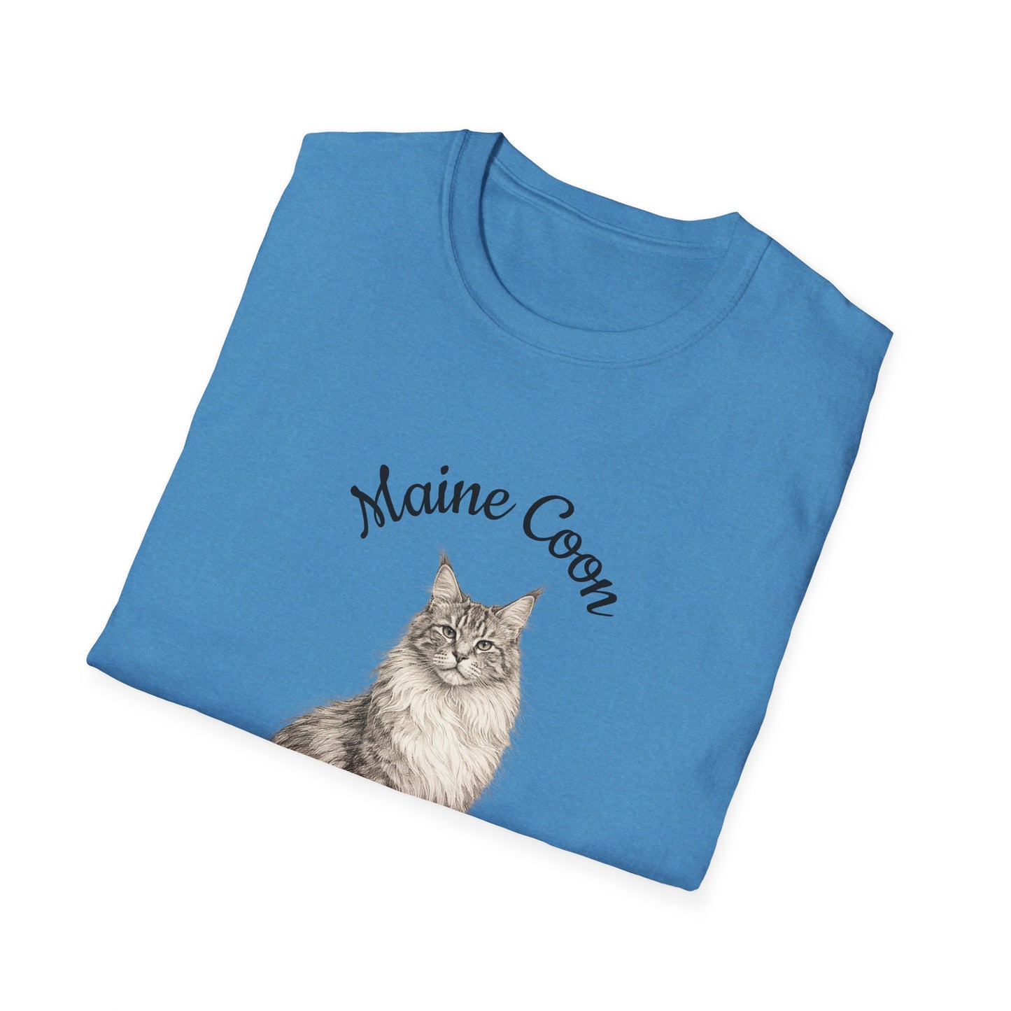 Maine Coon Cat T-Shirt – Detailed Illustration & Paw Print Back Design