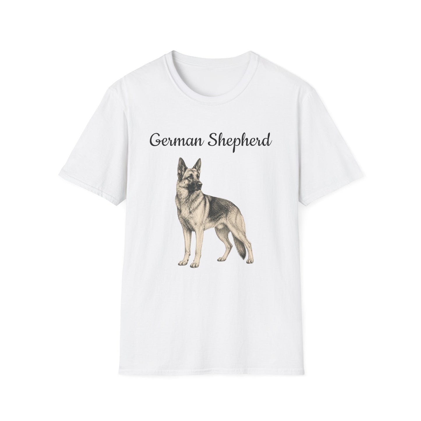 German Shepherd T-Shirt — Realistic Portrait & Breed Story Tee