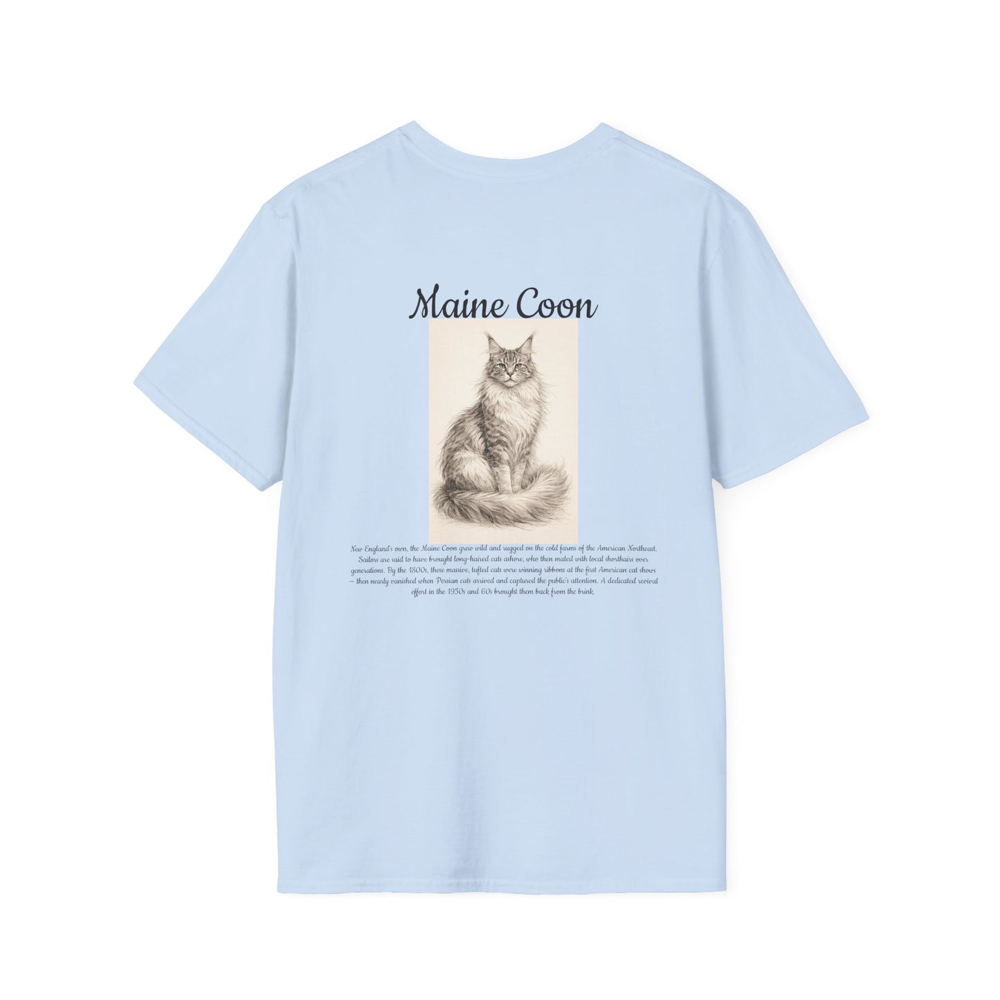 Maine Coon Cat T-Shirt — Vintage Sketch Paw Print Tee