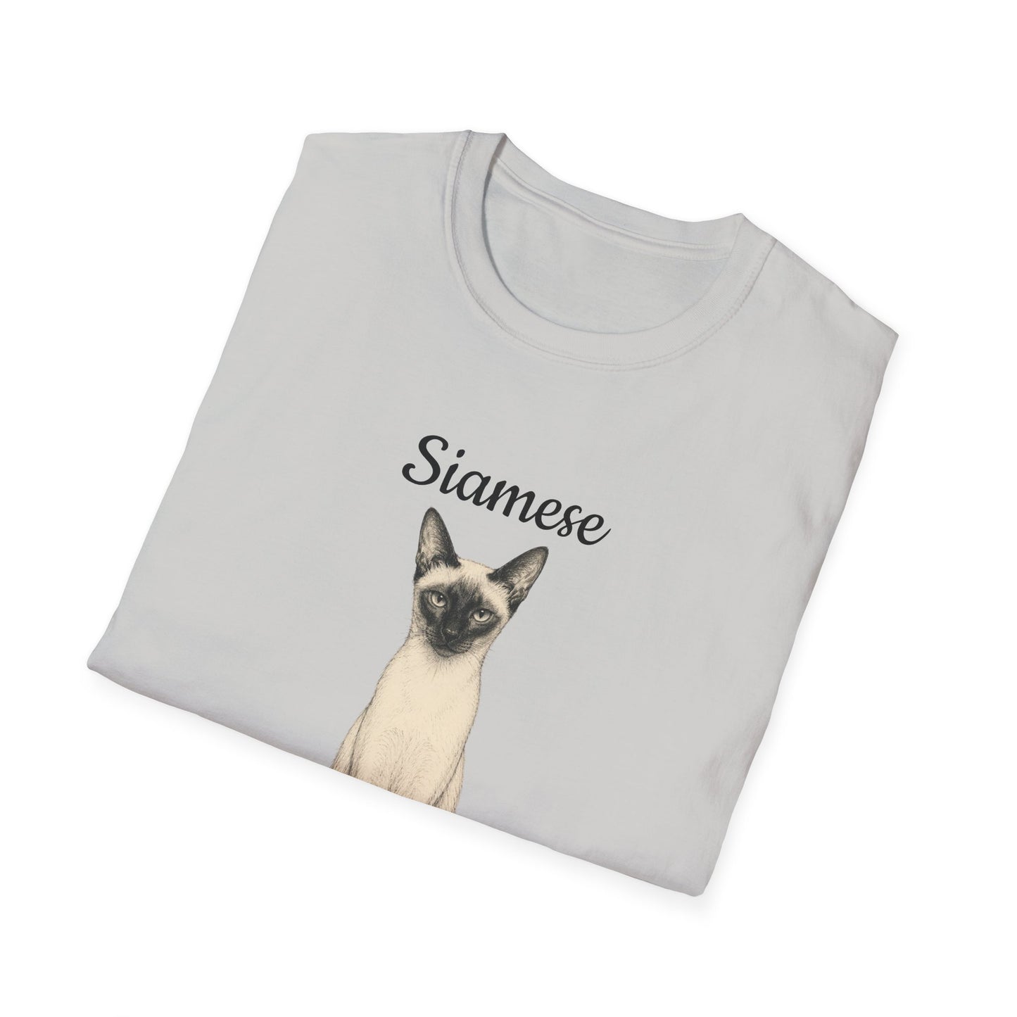 Siamese Cat T-Shirt — Illustrated Siamese Portrait Tee with Paw Print Back Design