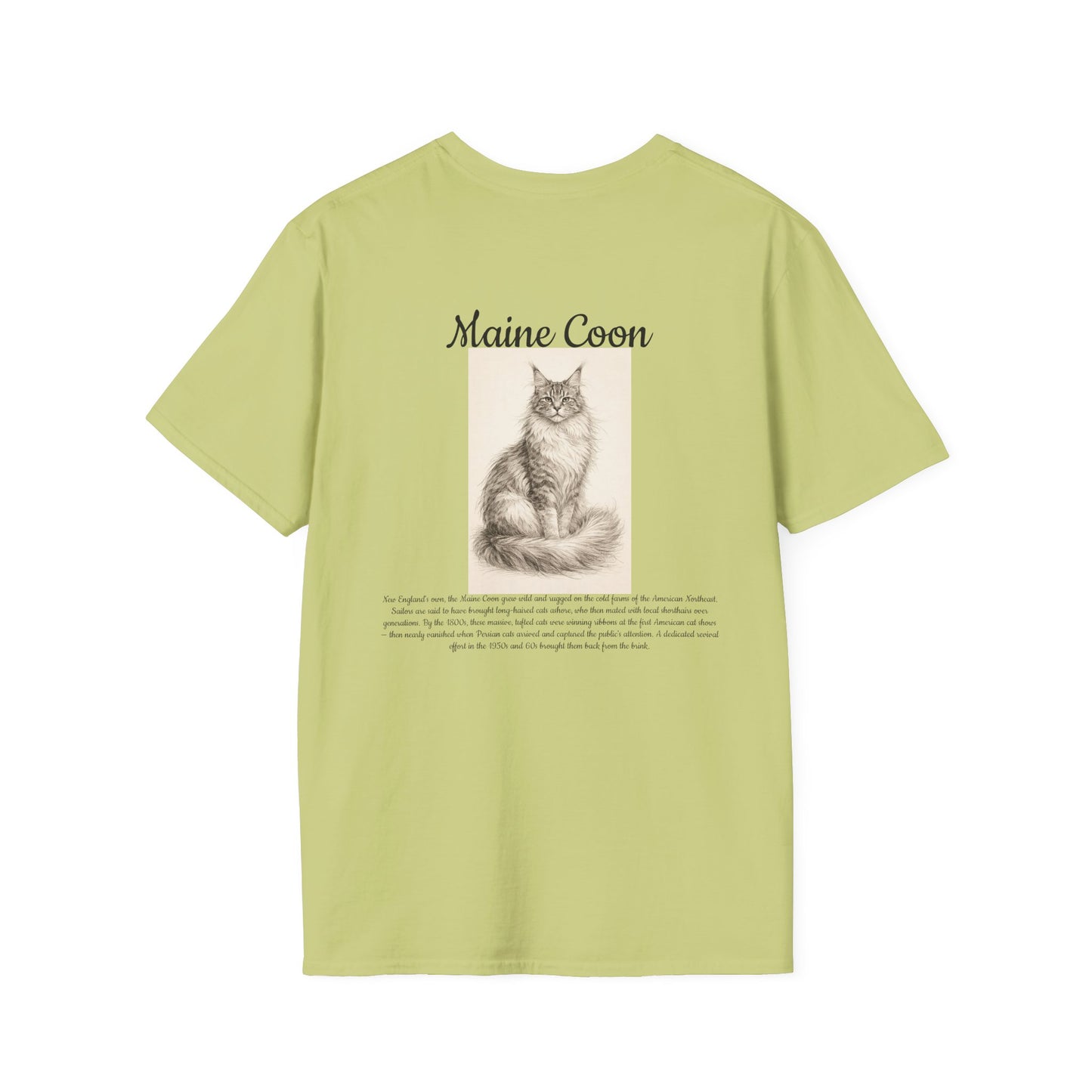 Maine Coon Cat T-Shirt — Vintage Sketch Paw Print Tee