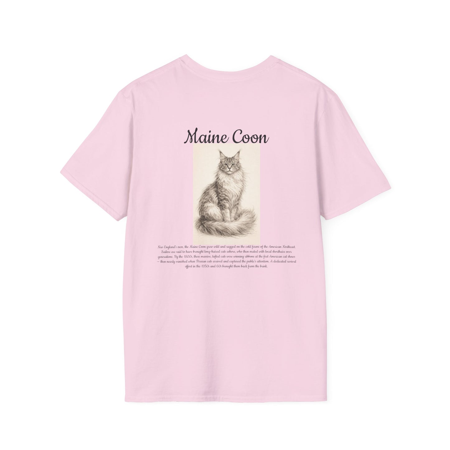 Maine Coon Cat T-Shirt — Vintage Sketch Paw Print Tee