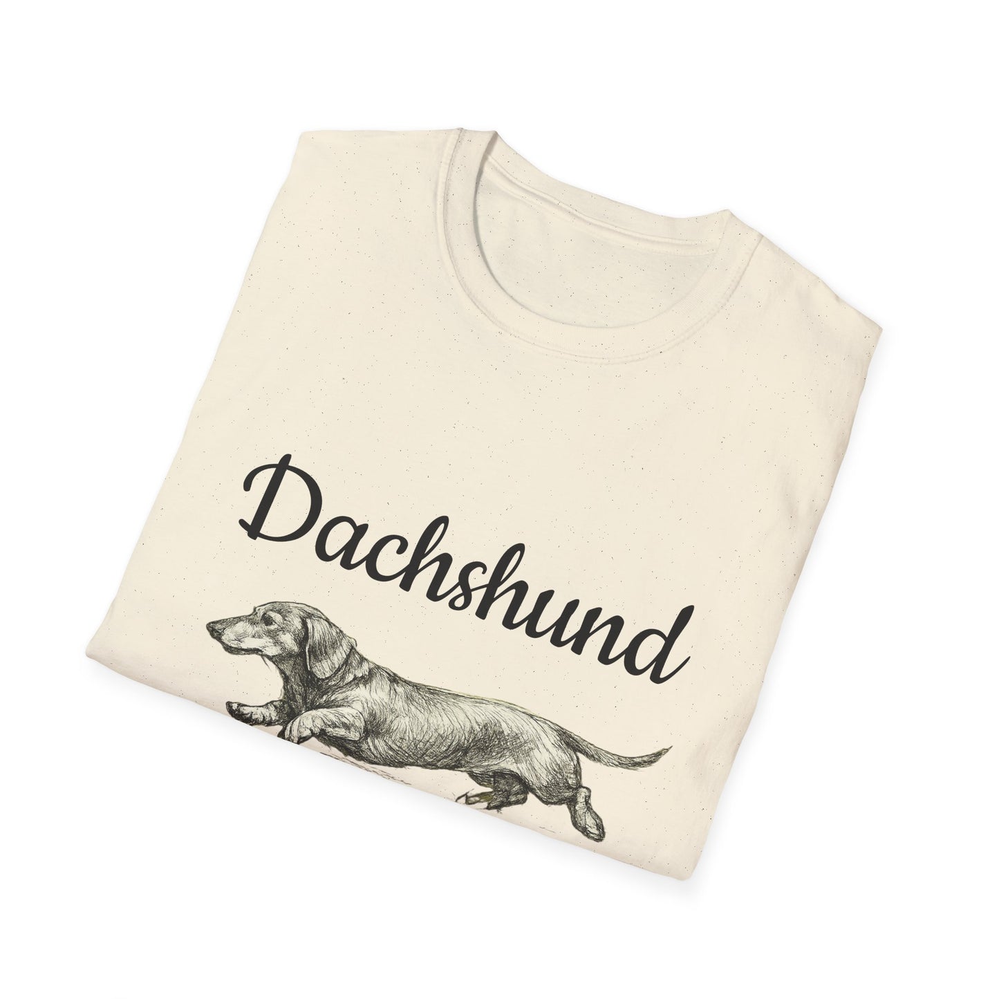 Dachshund Vintage Illustration T-Shirt — Rescue Paw Print Back Tribute