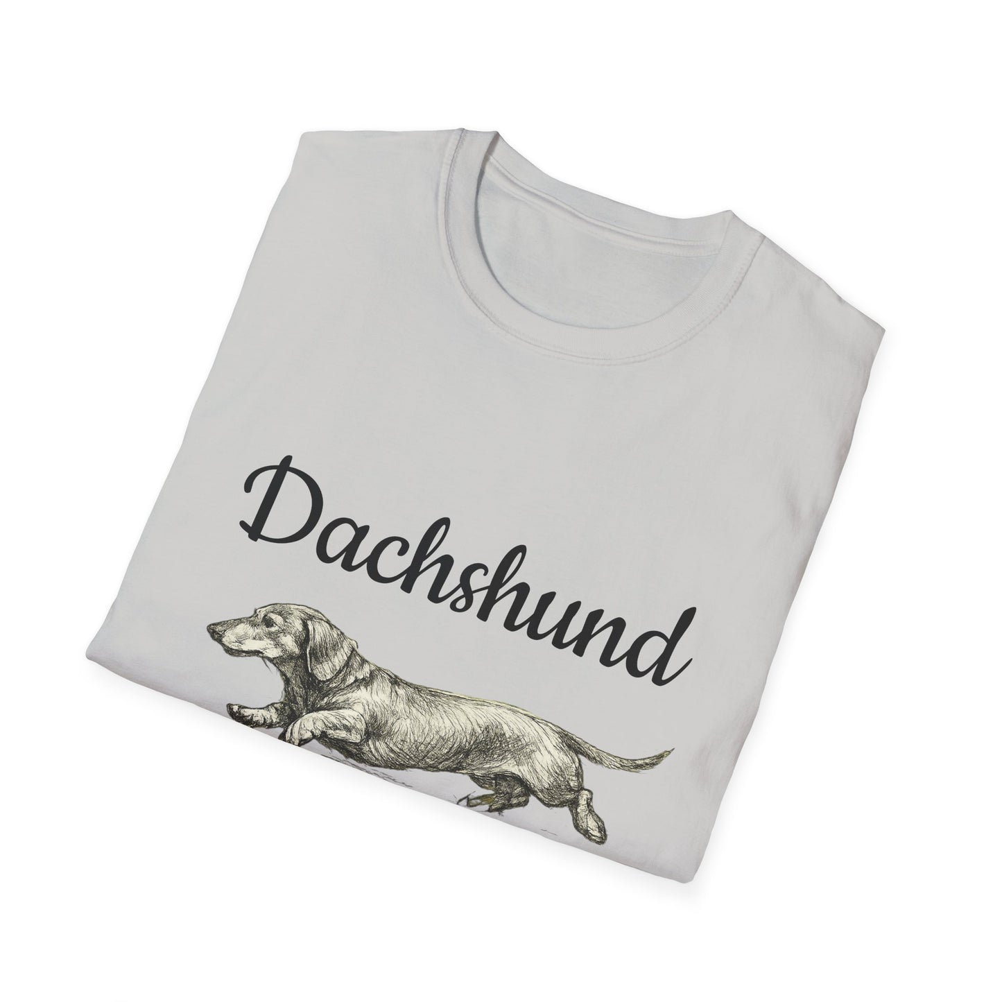 Dachshund Vintage Illustration T-Shirt — Rescue Paw Print Back Tribute