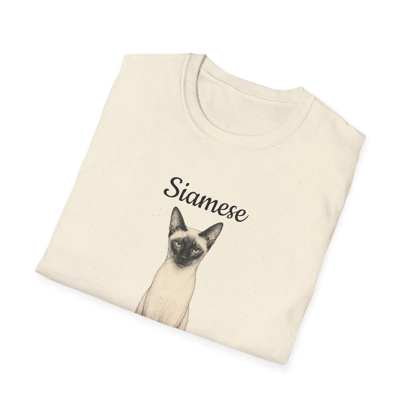 Siamese Cat T-Shirt — Illustrated Siamese Portrait Tee with Paw Print Back Design
