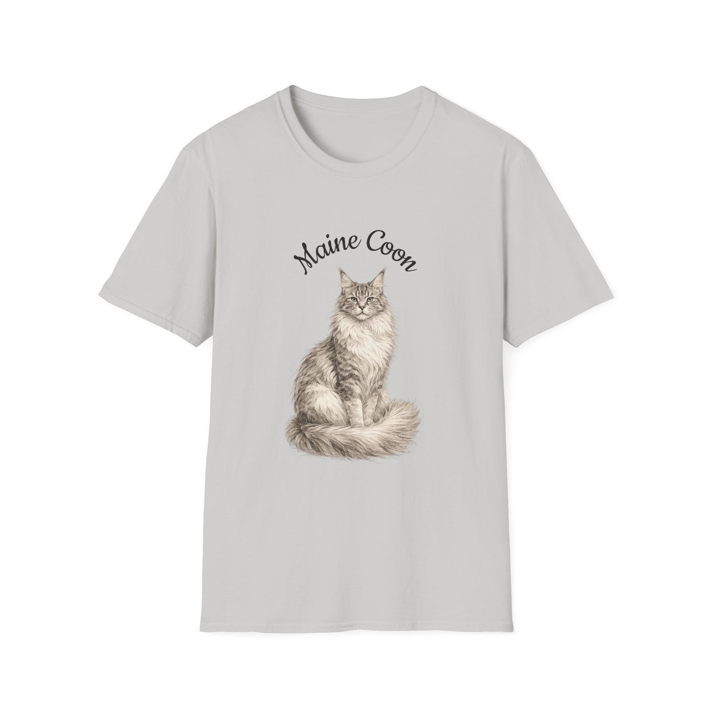 Maine Coon Cat T-Shirt – Detailed Illustration & Paw Print Back Design